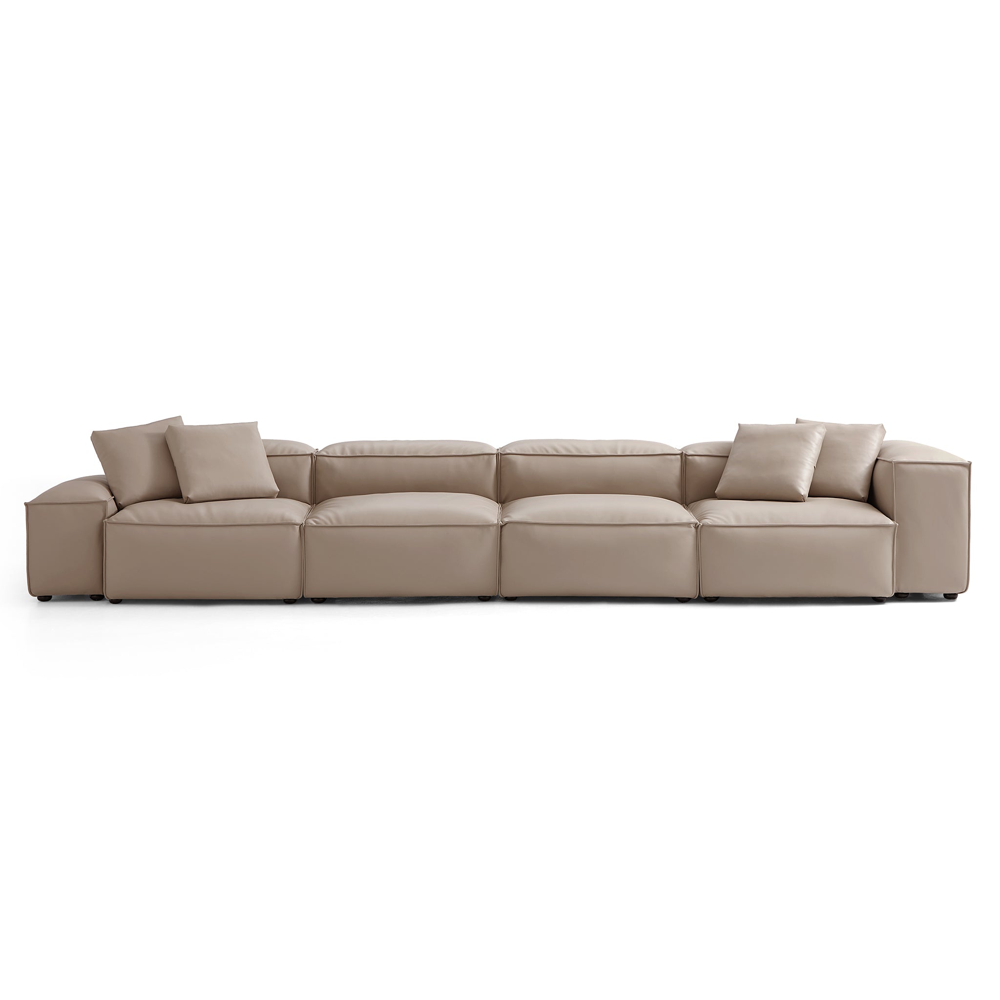 Cube Modular Beige Genuine Leather Sofa
