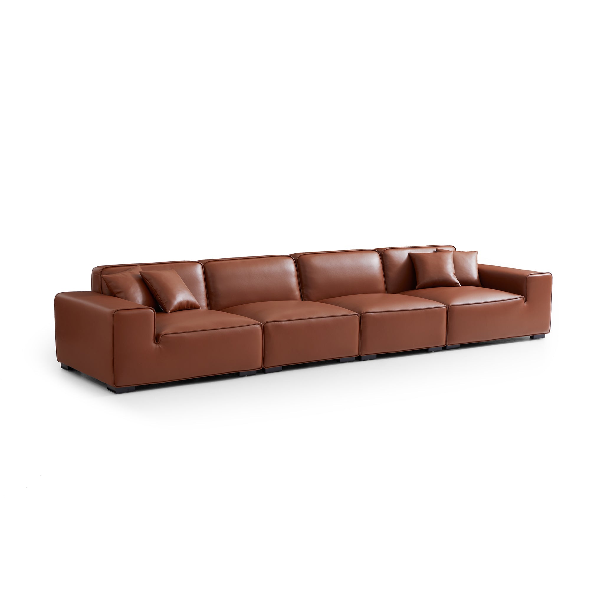 Domus Modular Black Leather Sofa