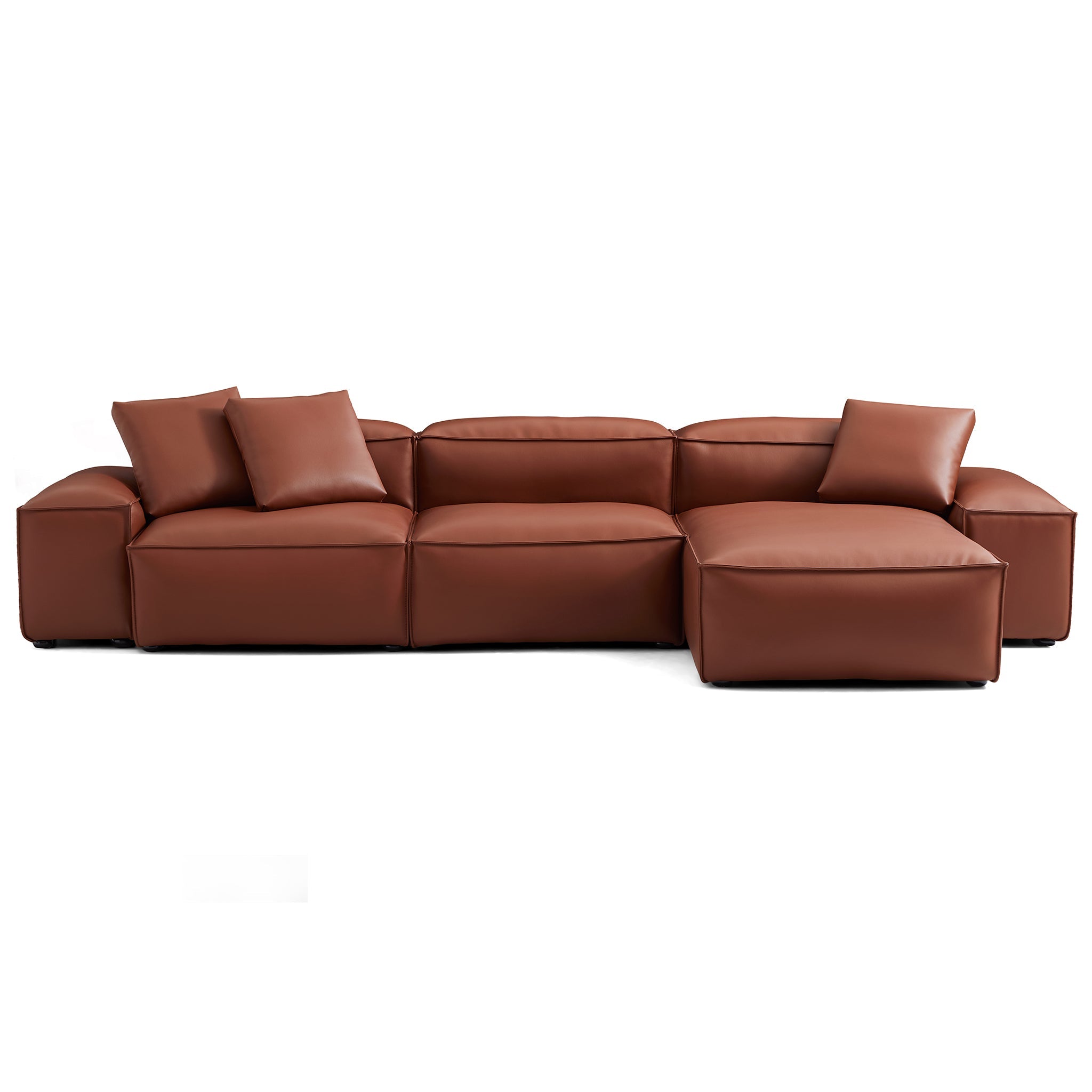 Cube Modular Brown Genuine Leather Sectional