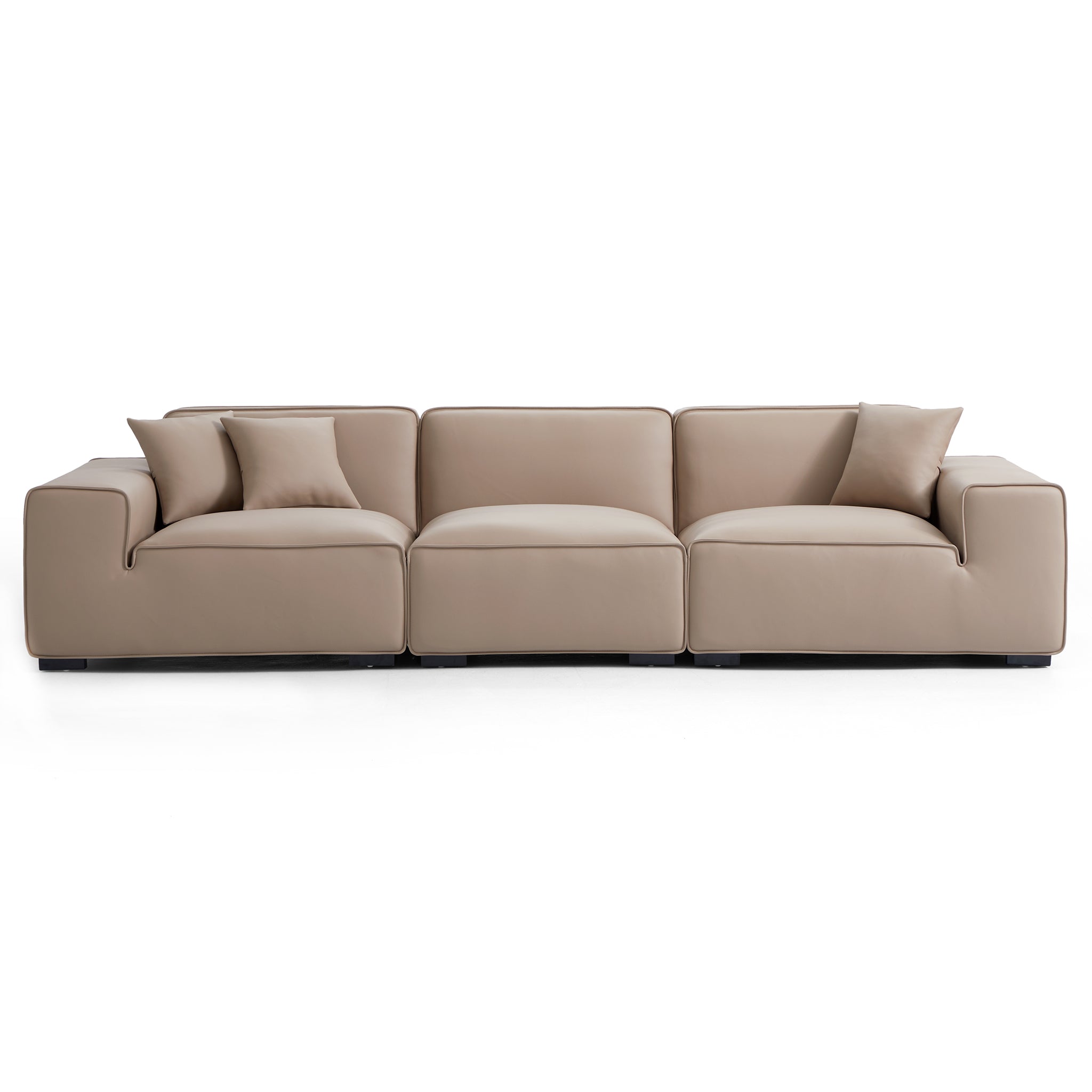 Domus Modular Black Leather Sofa