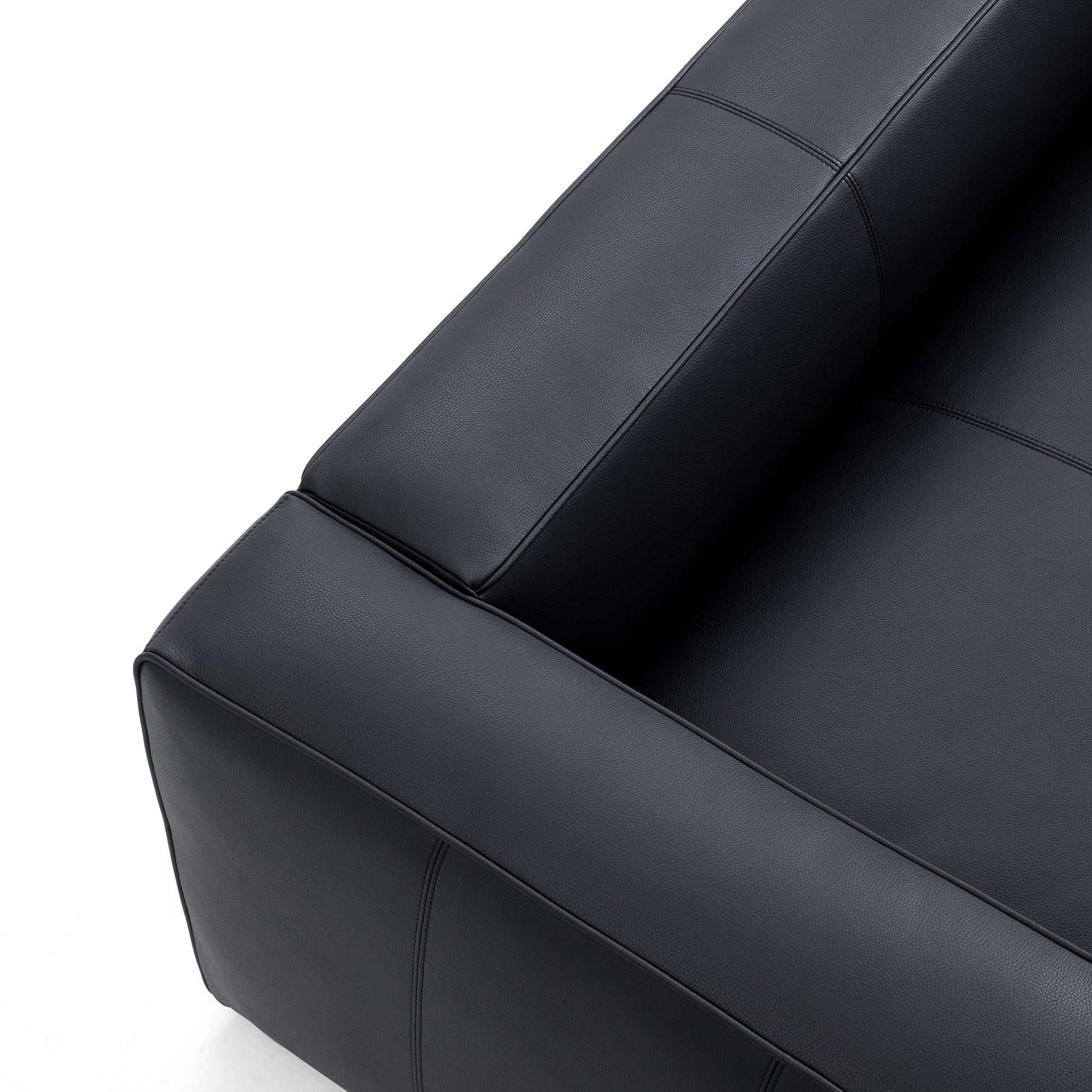 Brancaster Black Genuine Leather Tuxedo Sofa