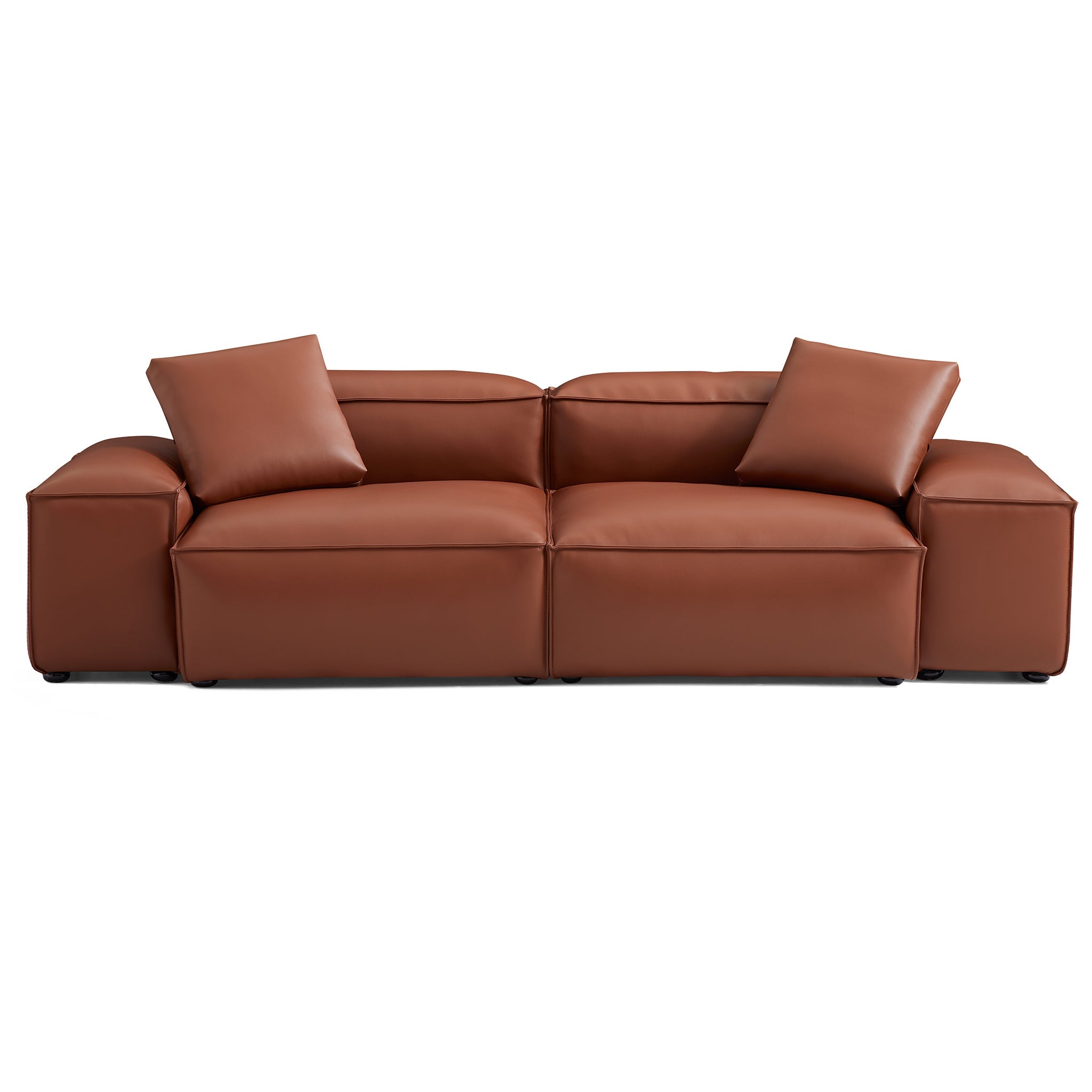 Cube Modular Brown Genuine Leather Sofa