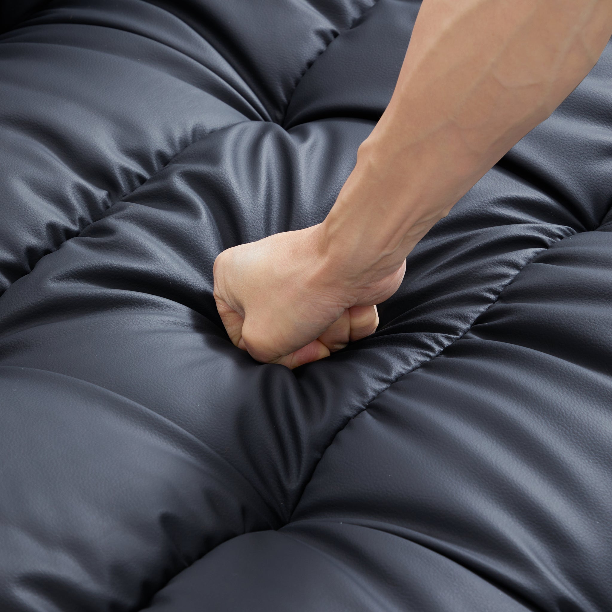 Boba Black Leathaire Sofa