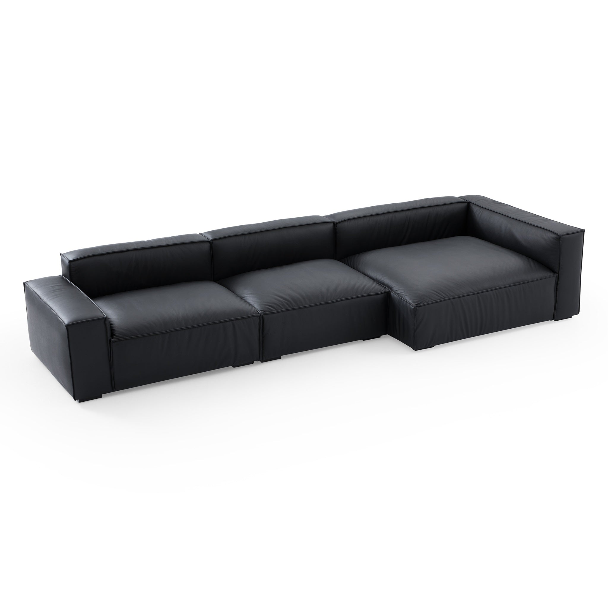 Canapé d'angle minimaliste de luxe en cuir marron foncé