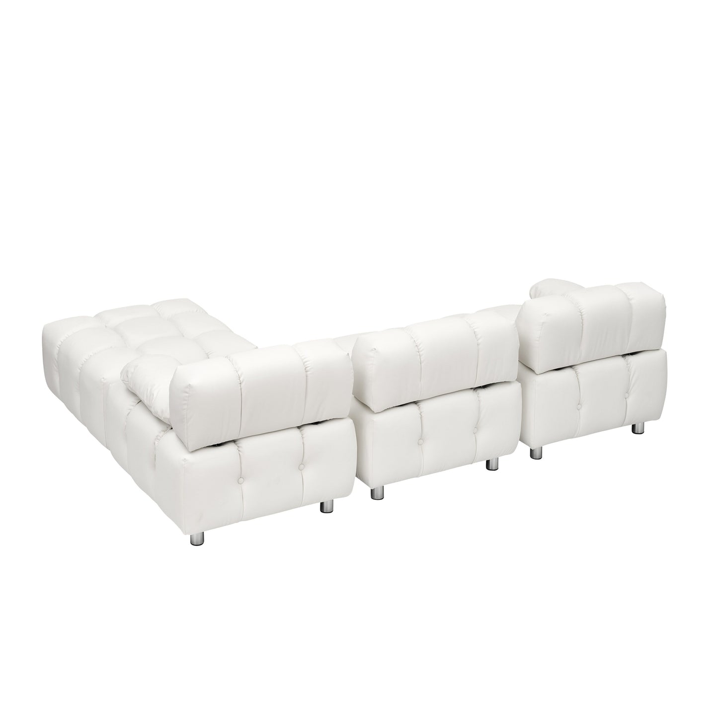 Canapé 3 places pliable en tissu technique moderne blanc de 90,6 pouces, imperméable et résistant aux taches, avec pieds en métal