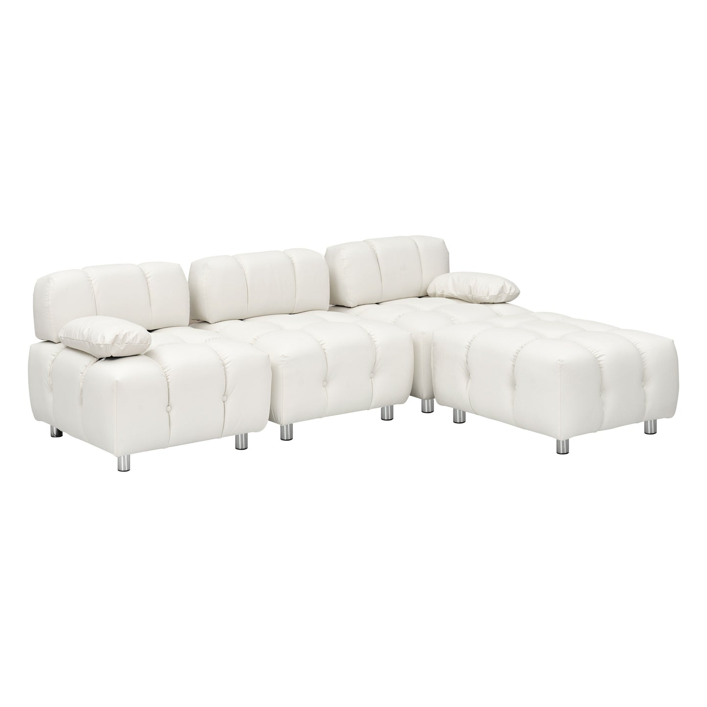 Canapé 3 places pliable en tissu technique moderne blanc de 90,6 pouces, imperméable et résistant aux taches, avec pieds en métal