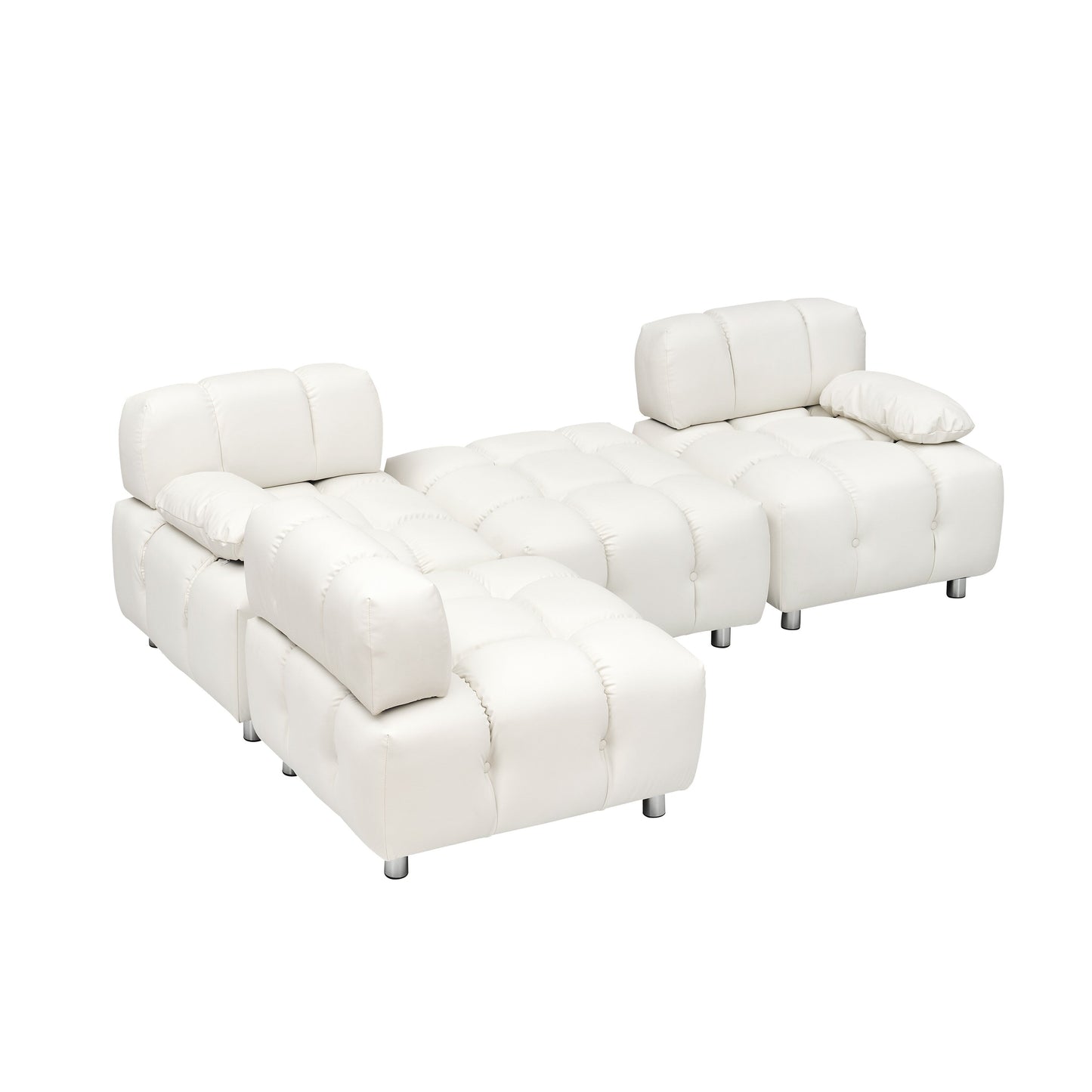 Canapé 3 places pliable en tissu technique moderne blanc de 90,6 pouces, imperméable et résistant aux taches, avec pieds en métal