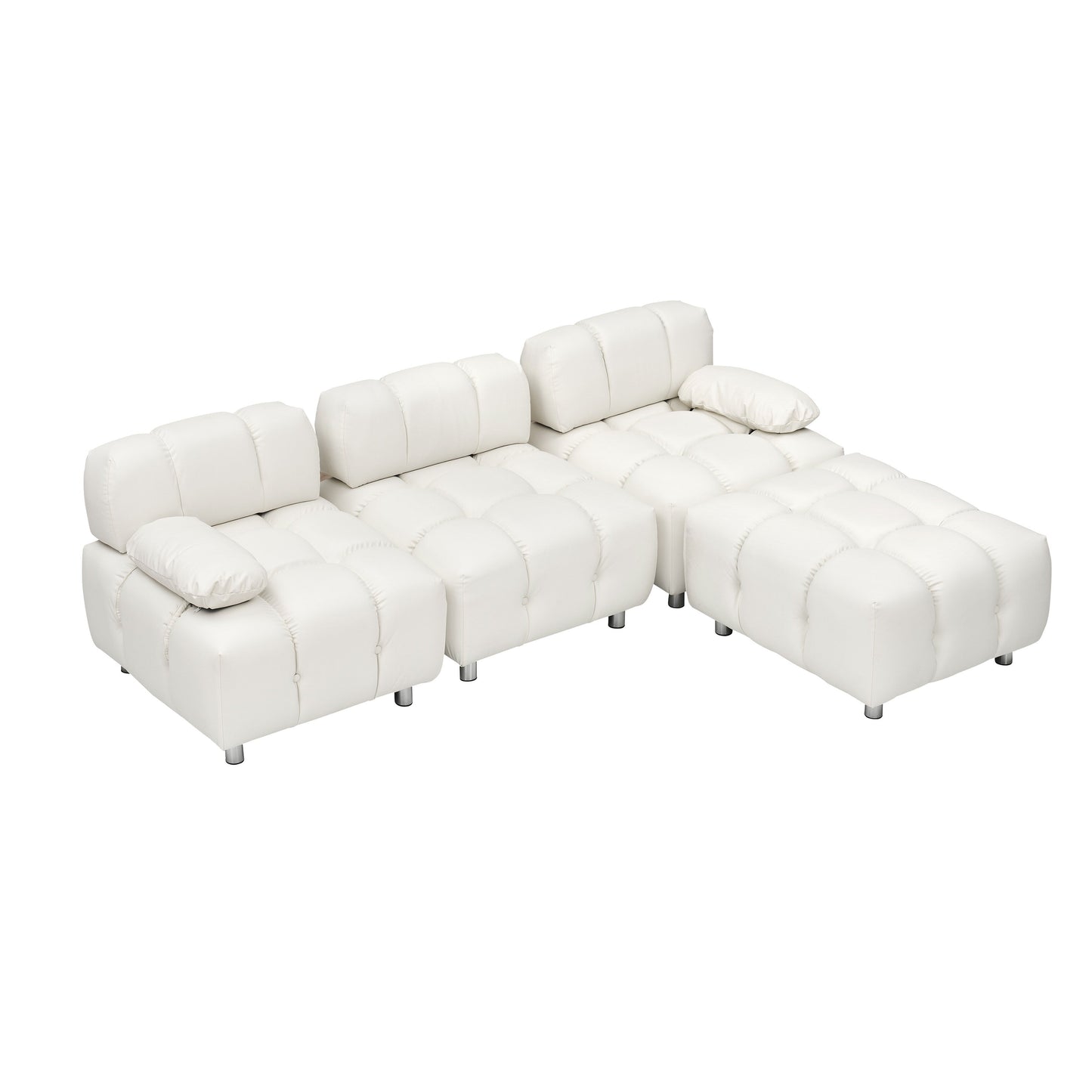 Canapé 3 places pliable en tissu technique moderne blanc de 90,6 pouces, imperméable et résistant aux taches, avec pieds en métal