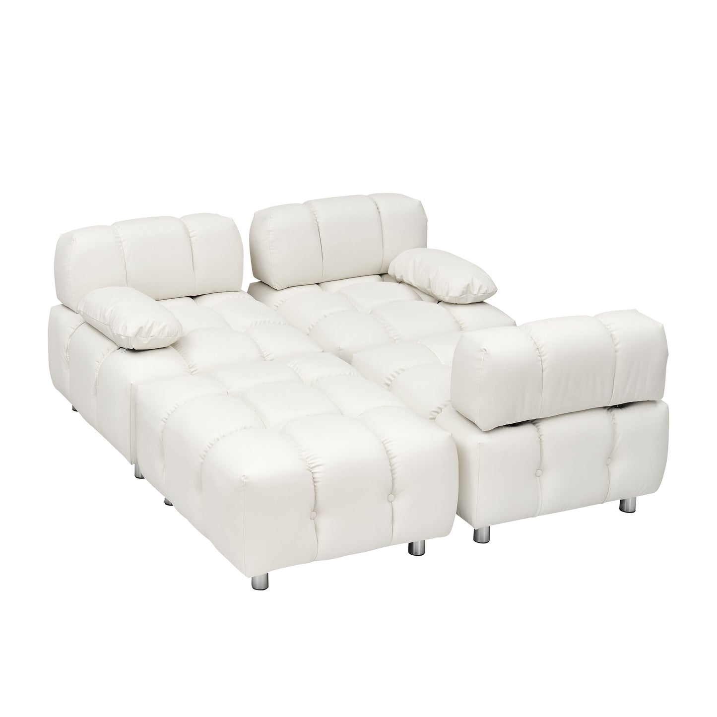 Canapé 3 places pliable en tissu technique moderne blanc de 90,6 pouces, imperméable et résistant aux taches, avec pieds en métal