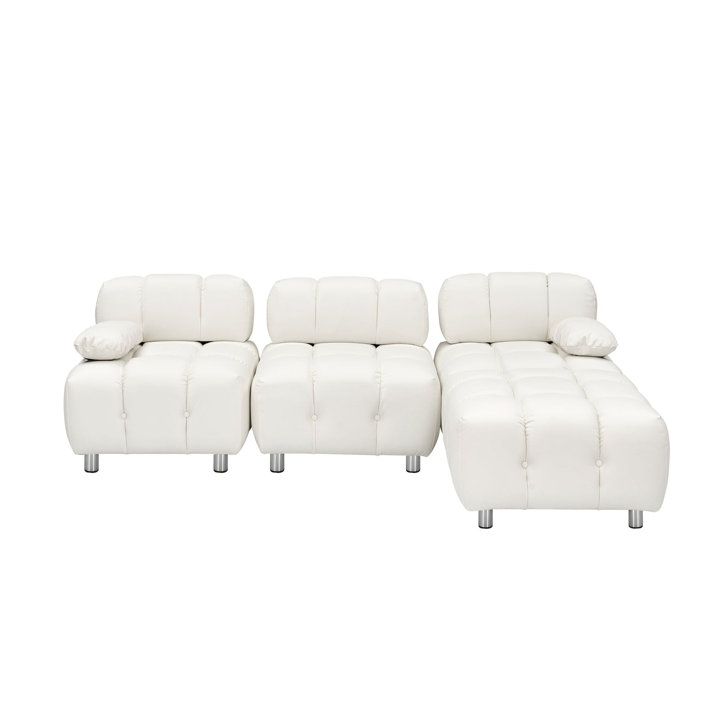 Canapé 3 places pliable en tissu technique moderne blanc de 90,6 pouces, imperméable et résistant aux taches, avec pieds en métal