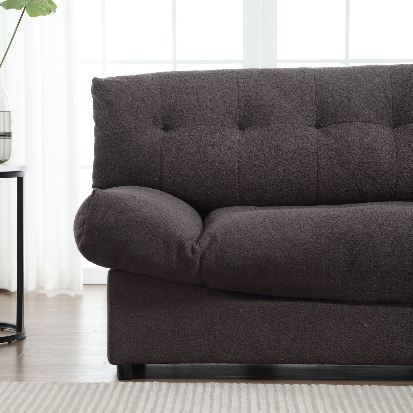 Canapé 2 places en tissu de 96,46 pouces, confortable et rembourré, style nuage, pieds en plastique, pour salon et appartement