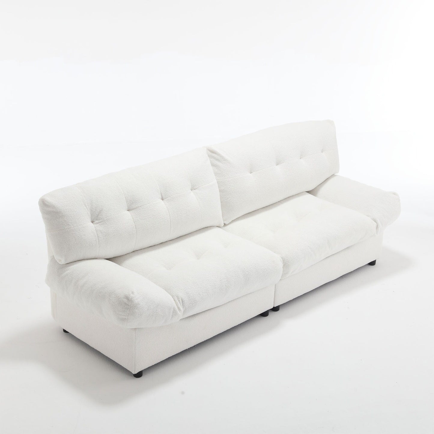 Canapé 2 places en tissu de 96,46 pouces, confortable et rembourré, style nuage, pieds en plastique, pour salon et appartement
