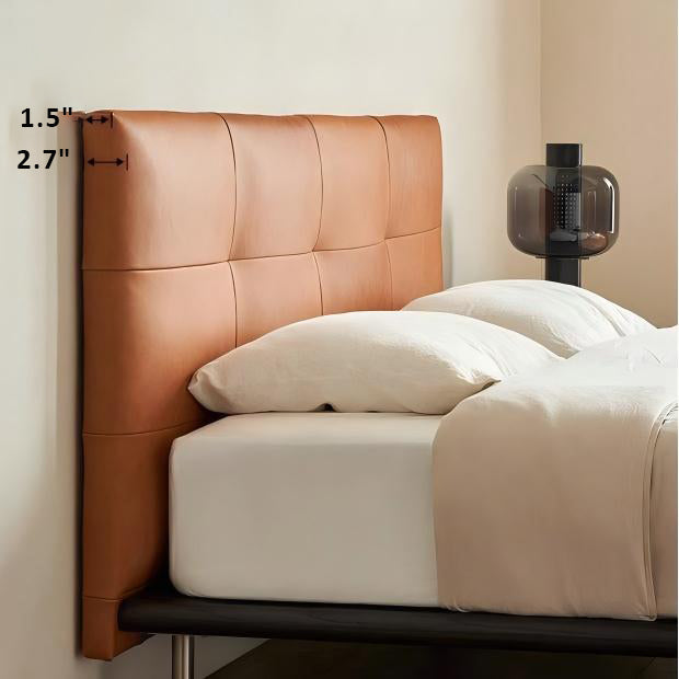 Lit en cuir couleur brique caramel