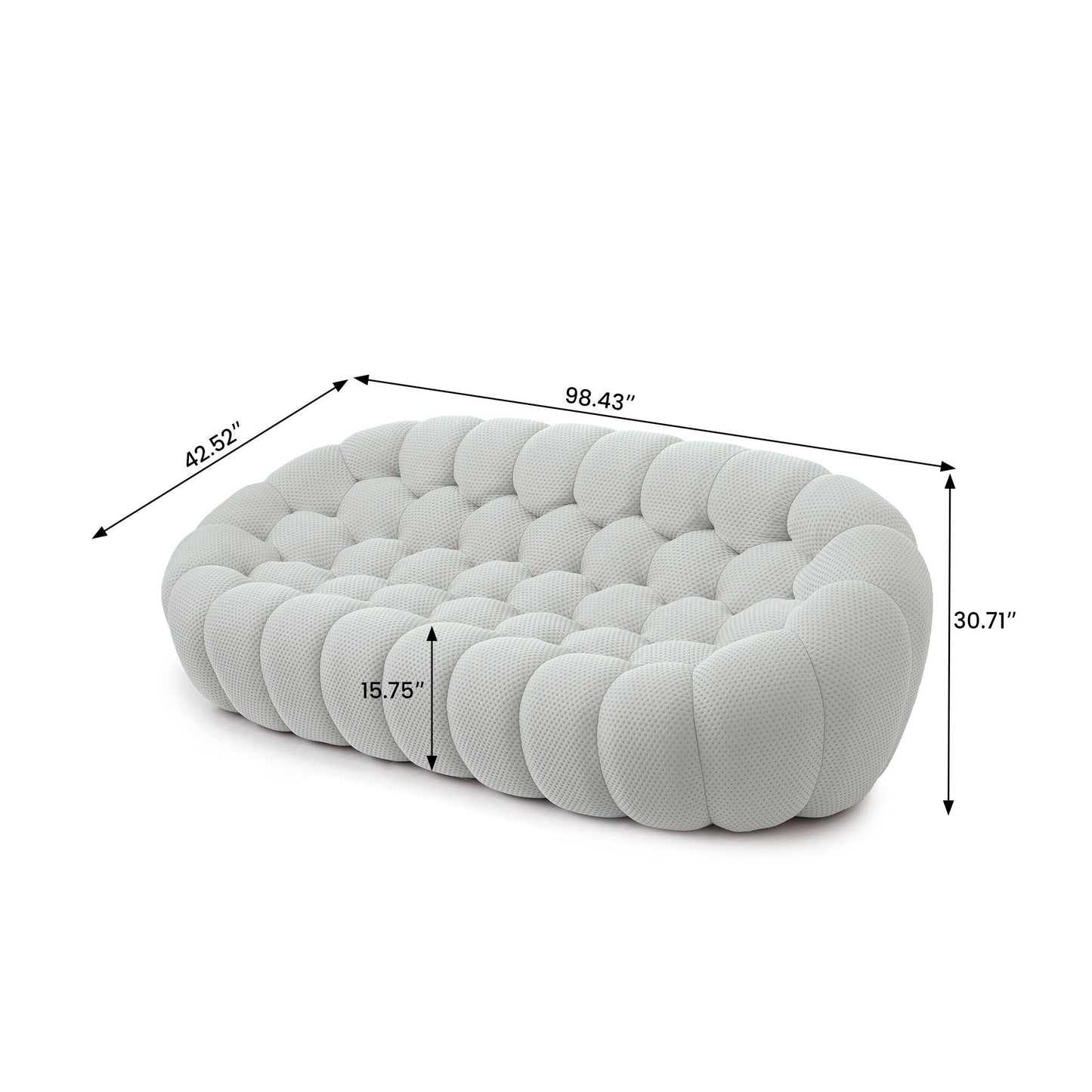 Canapé à bulles moderne 98,43 pouces en forme de nid d'abeille 3D