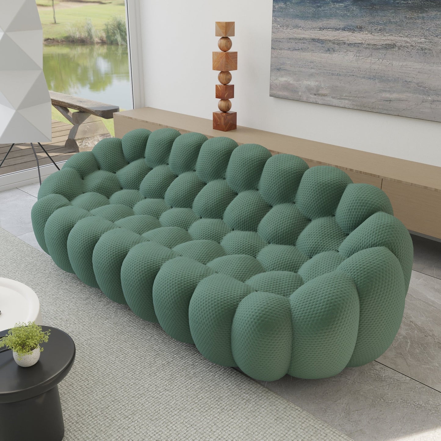 Canapé à bulles moderne 98,43 pouces en forme de nid d'abeille 3D