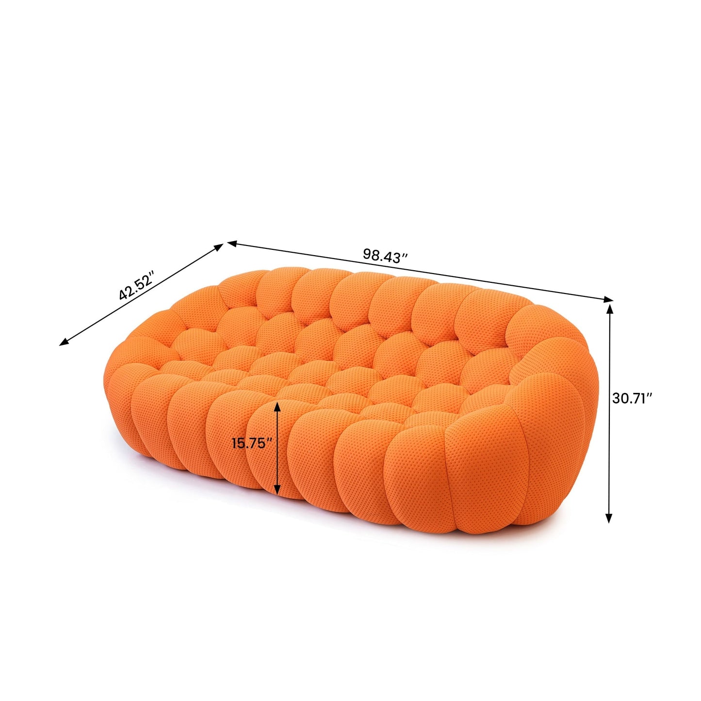 Canapé à bulles moderne 98,43 pouces en forme de nid d'abeille 3D