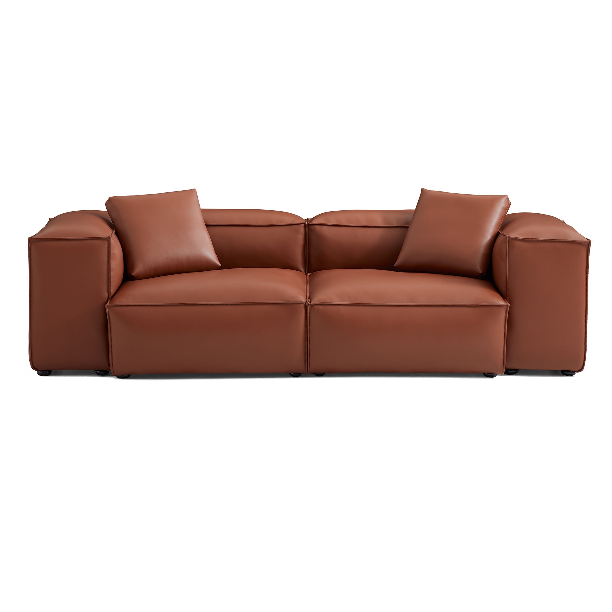 Cube Modular Brown Genuine Leather Sofa