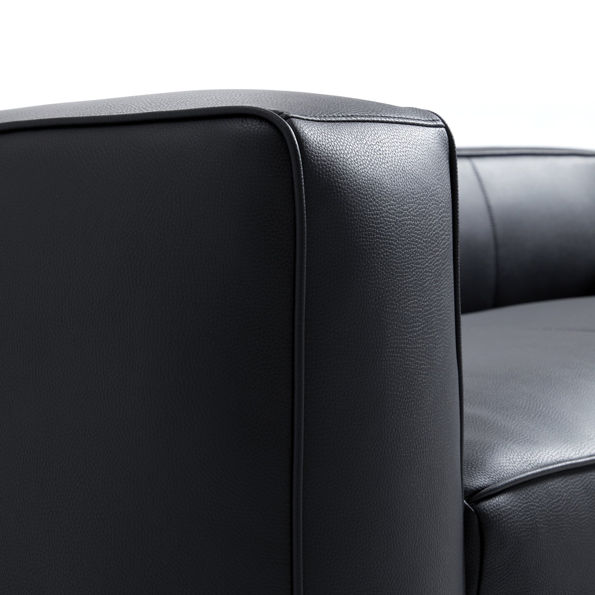 Brancaster Black Genuine Leather Tuxedo Sofa