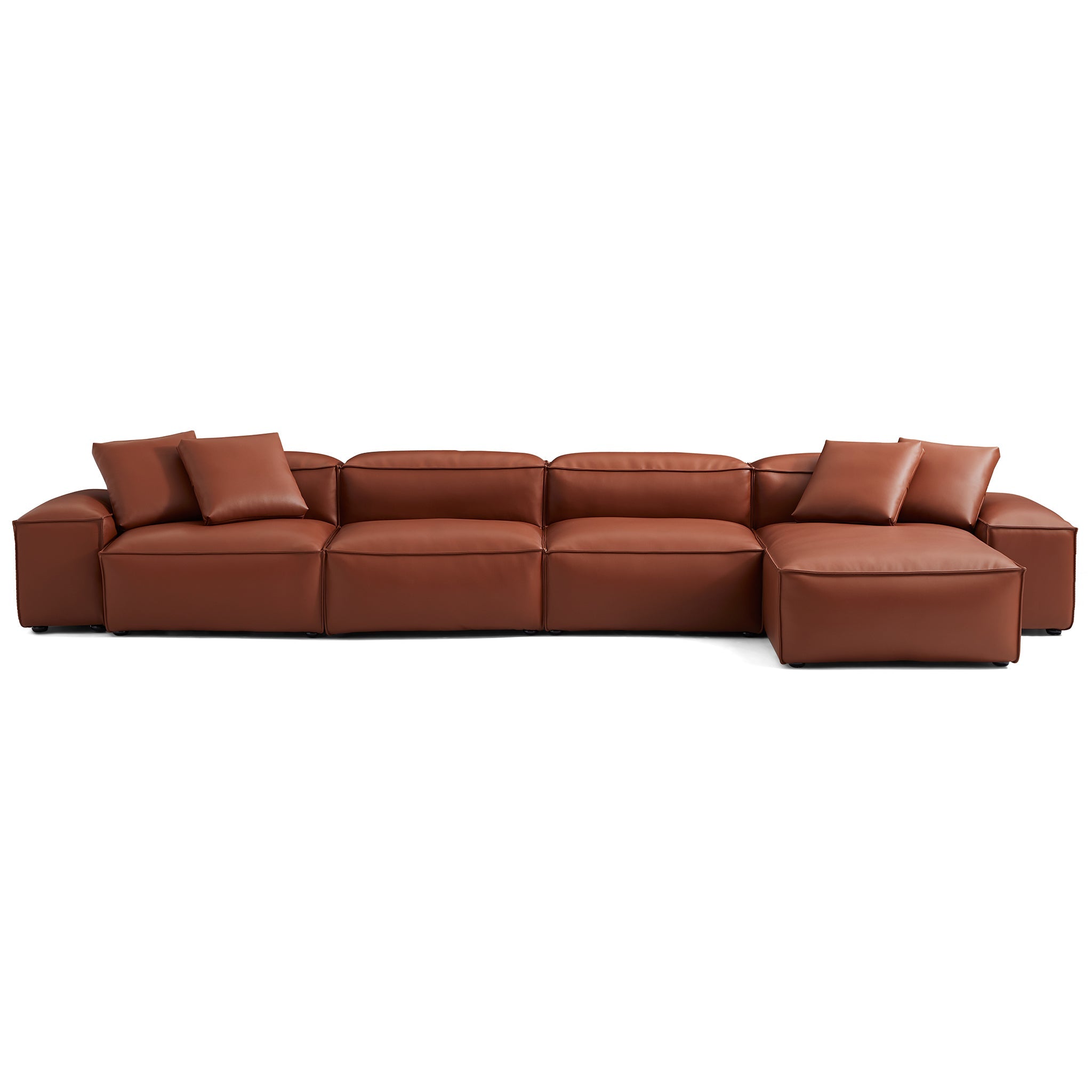 Cube Modular Black Genuine Leather Sectional