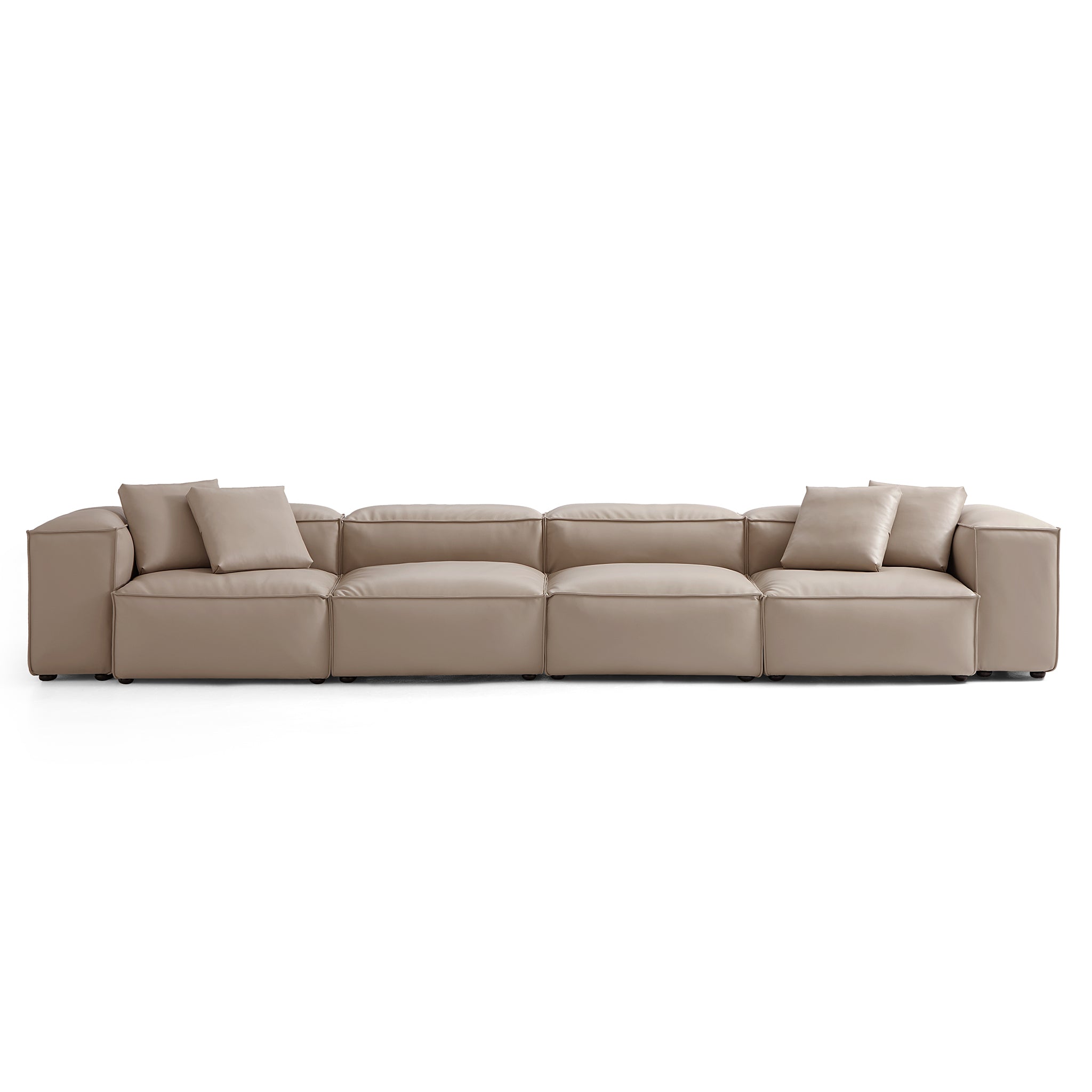 Cube Modular Beige Genuine Leather Sofa