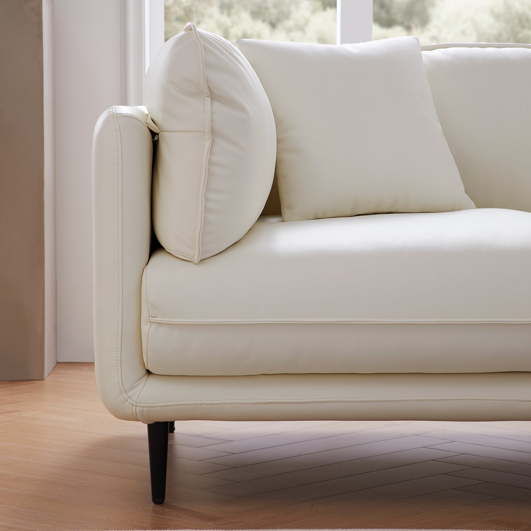 Vanilla White Leather Sectional