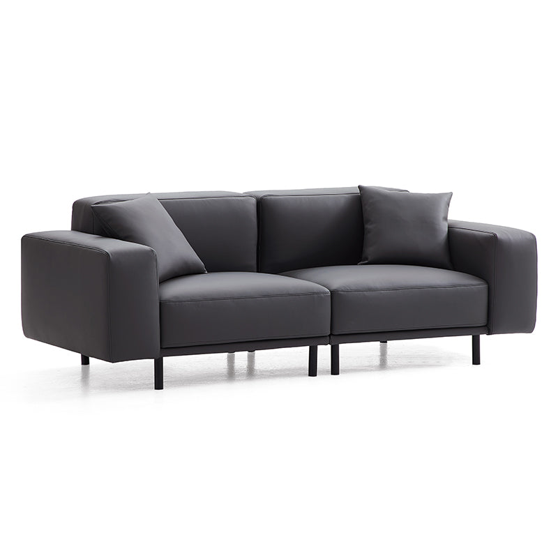 Noble Dark Gray Leather Sofa Set and Ottoman
