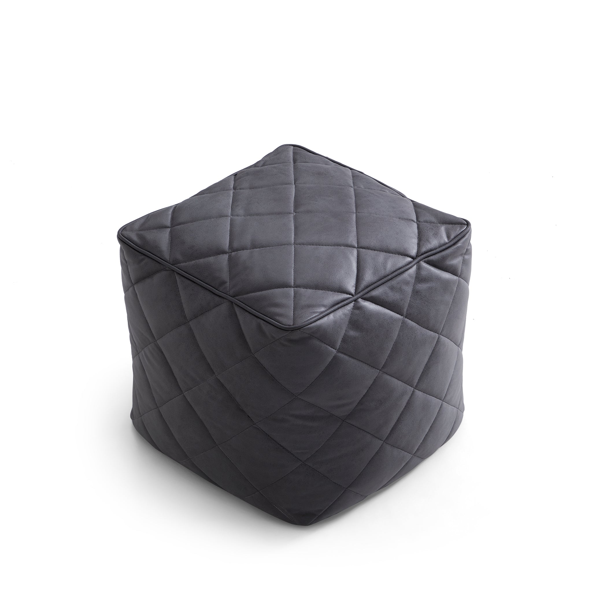 Waffle Tan Leathaire Square Pouf