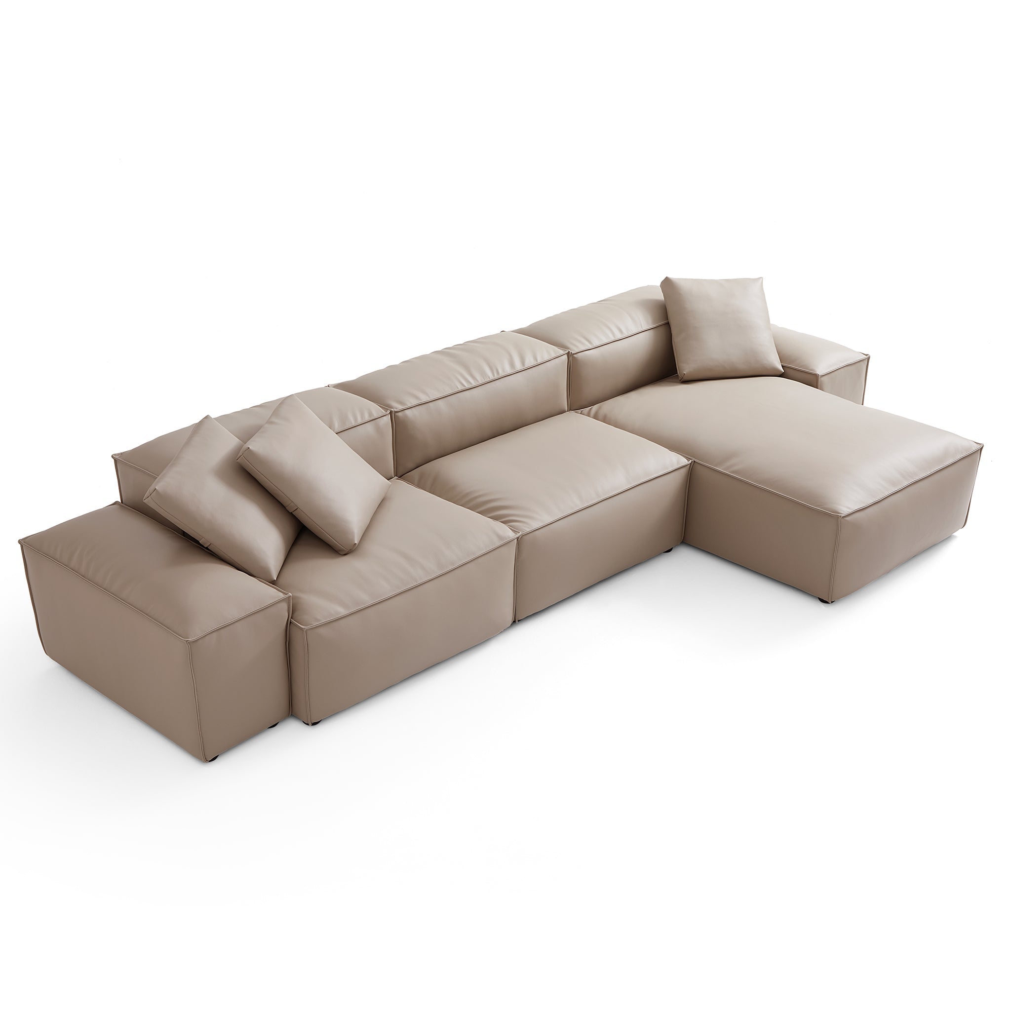 Cube Modular Khaki Genuine Leather Sectional