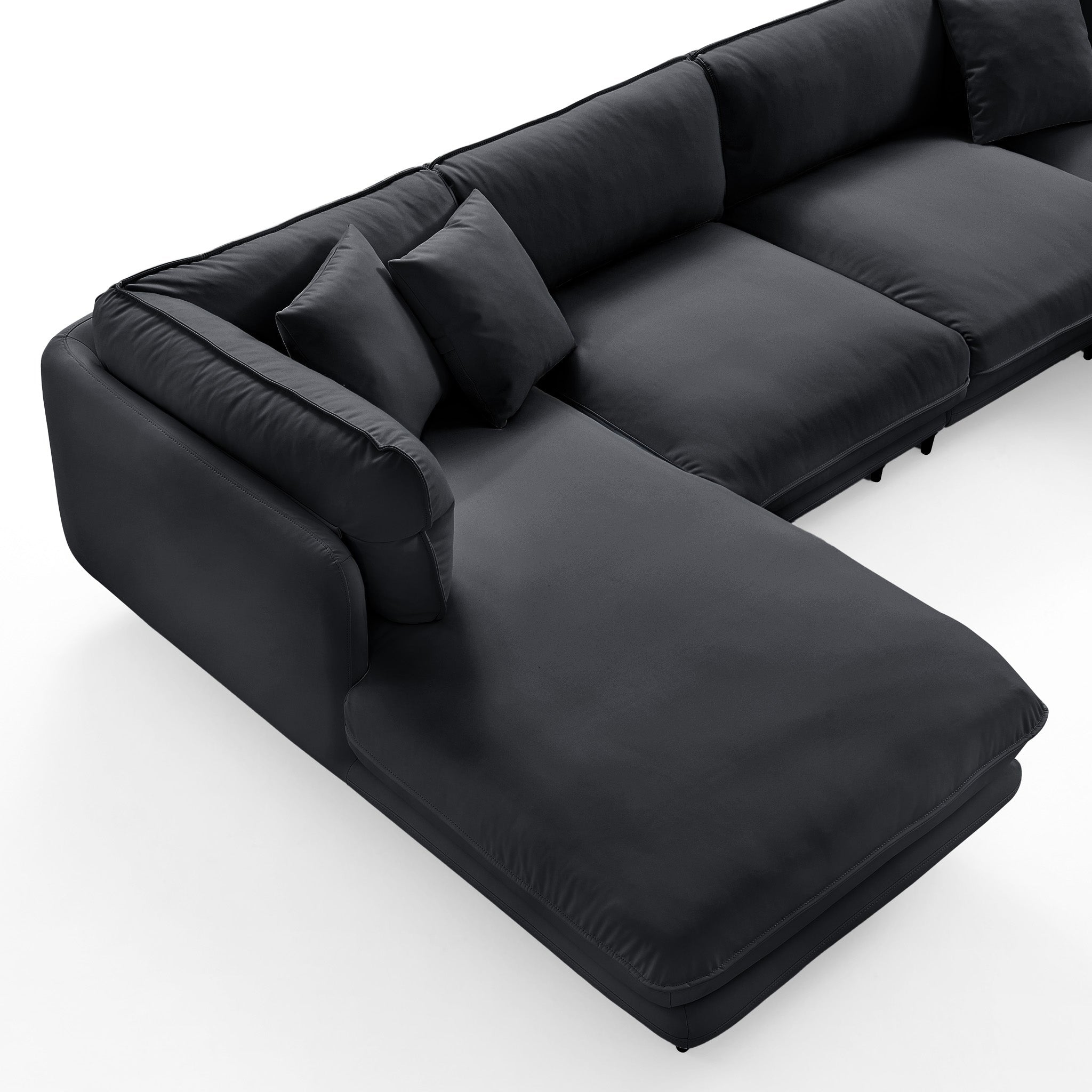 Vanilla Black Leather Sectional