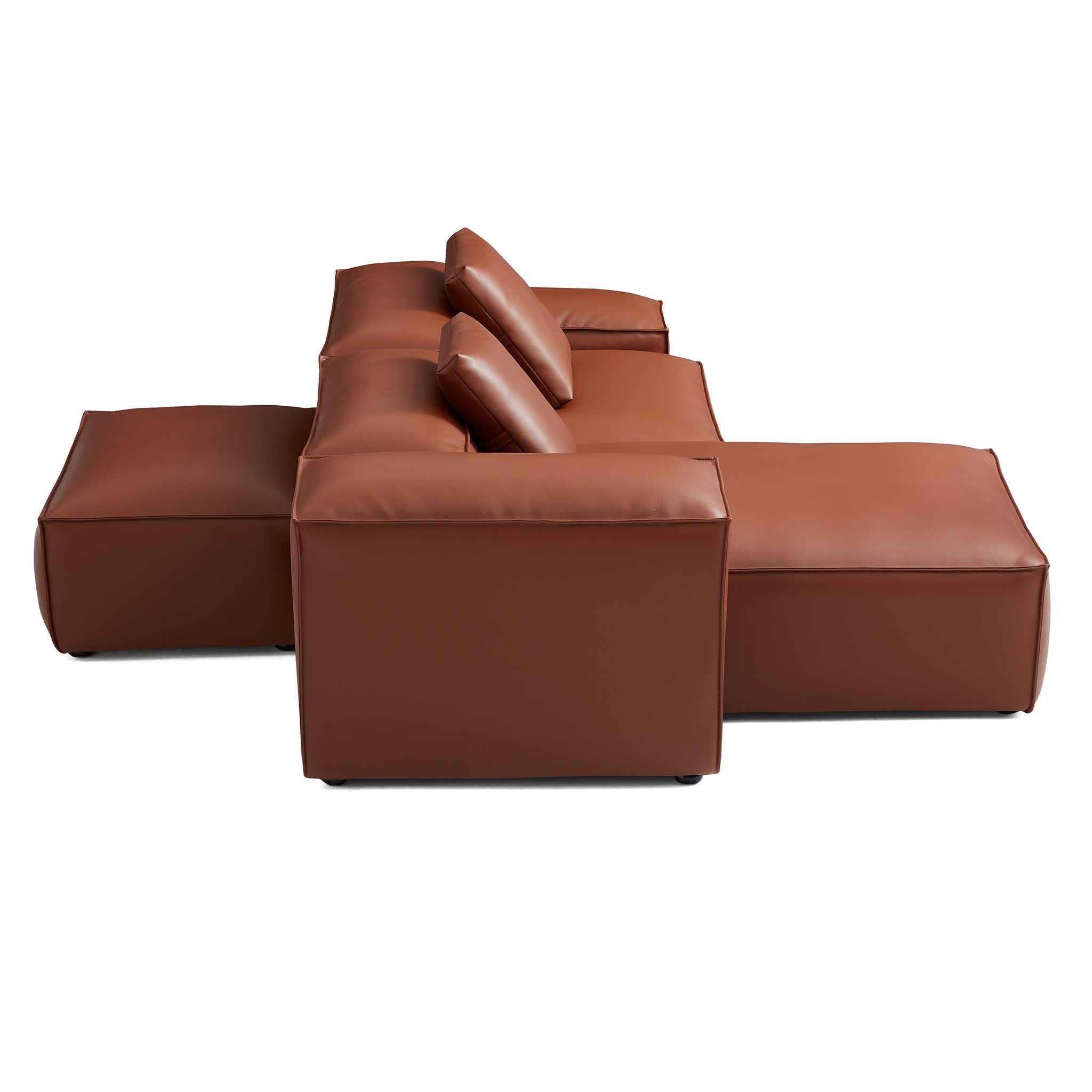 Cube Modular Black Genuine Leather Double-Sided Sectional