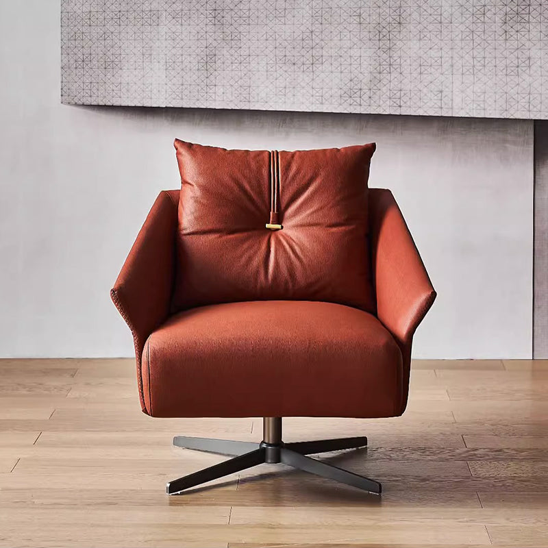 Flamingo Red Fabric Swivel Accent Chair