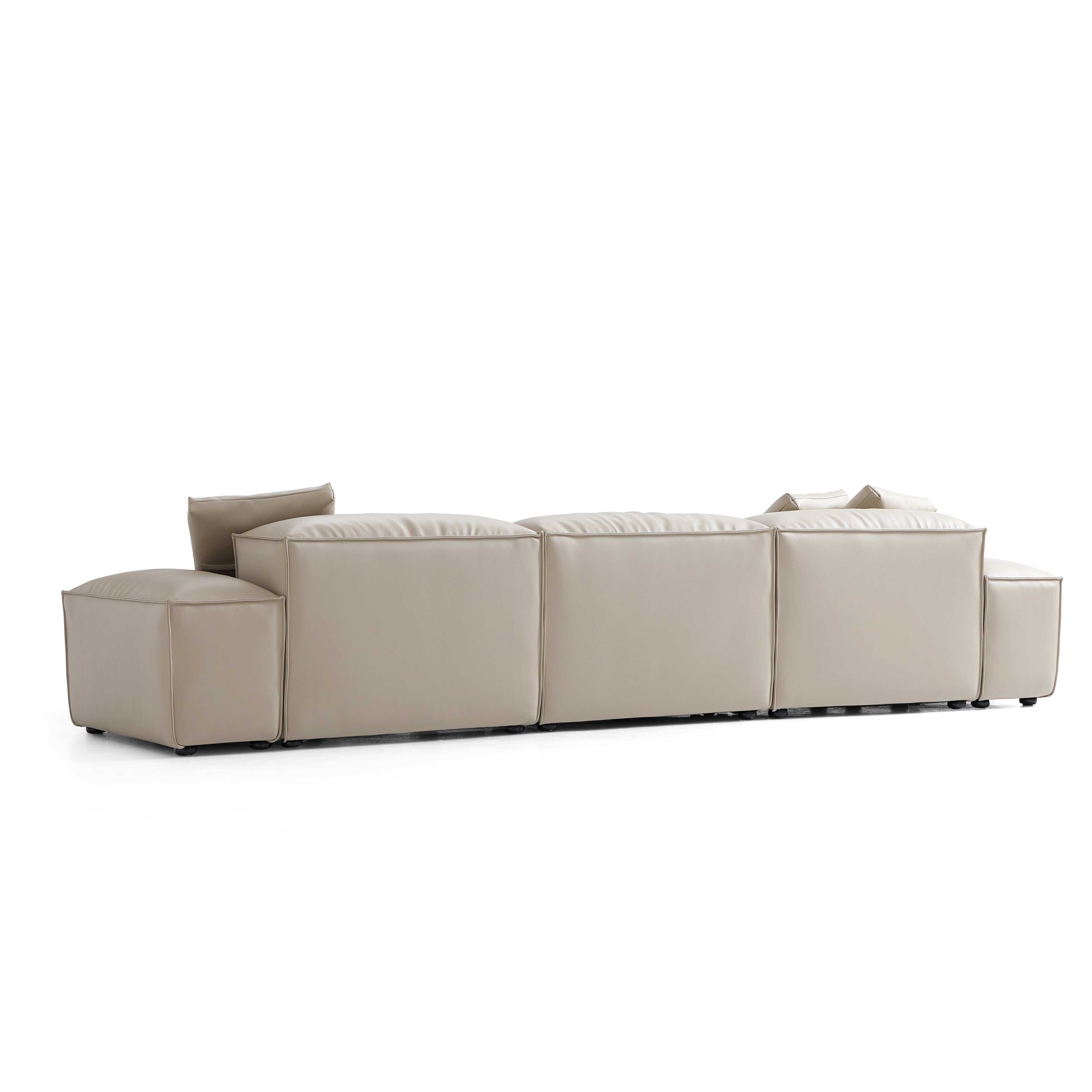 Cube Modular Beige Genuine Leather Sectional