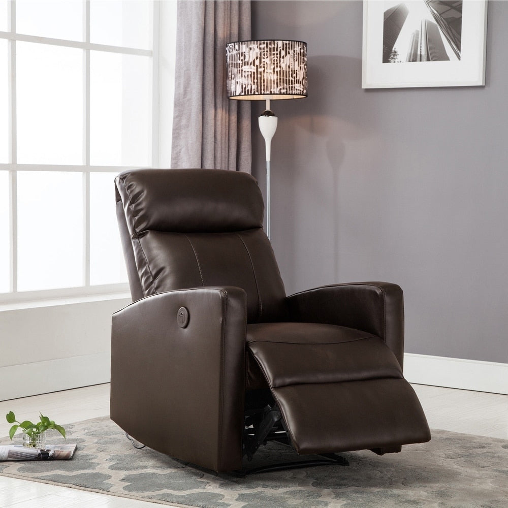 Petit fauteuil de lecture inclinable électrique AC Pacific Modern en similicuir