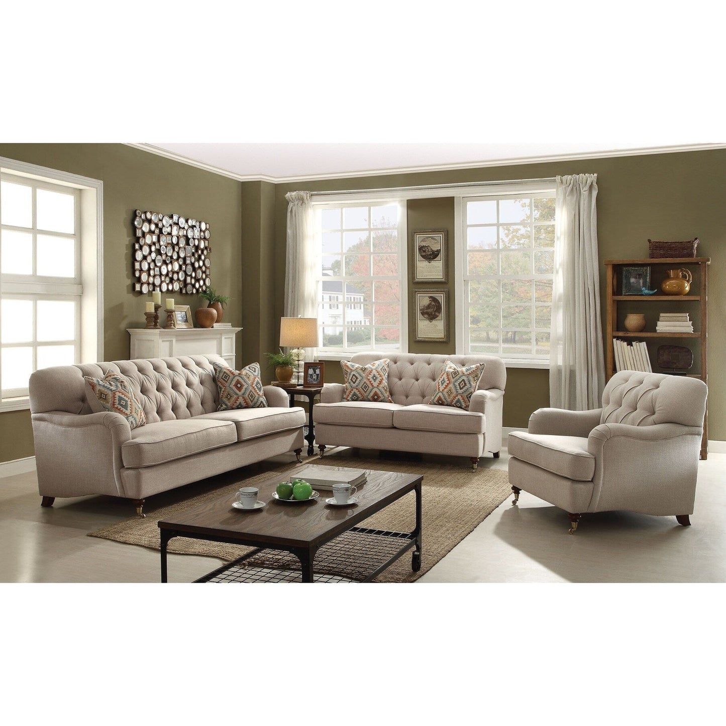 Canapé ACME Alianza (avec 2 coussins) en tissu beige