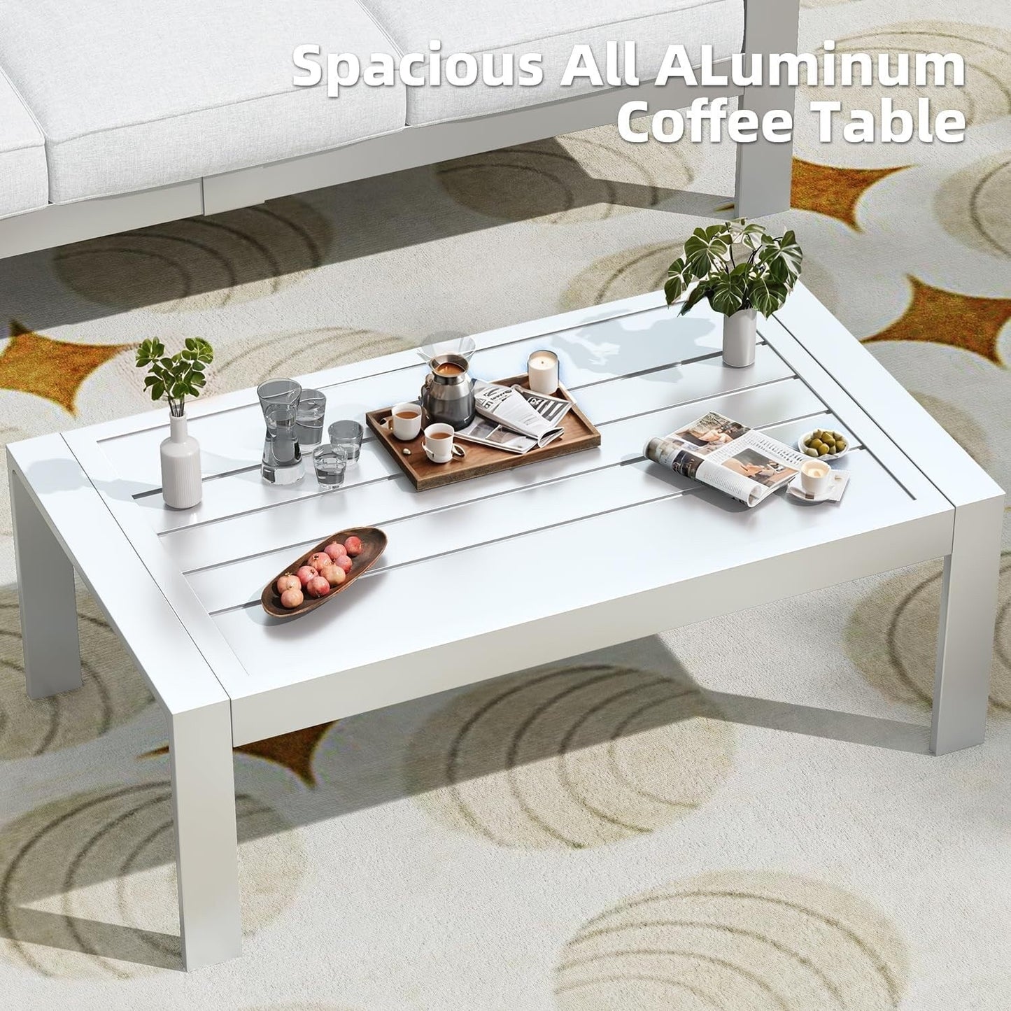Ensemble de meubles de patio en aluminium AECOJOY 7 pièces, ensemble de conversation extérieur
