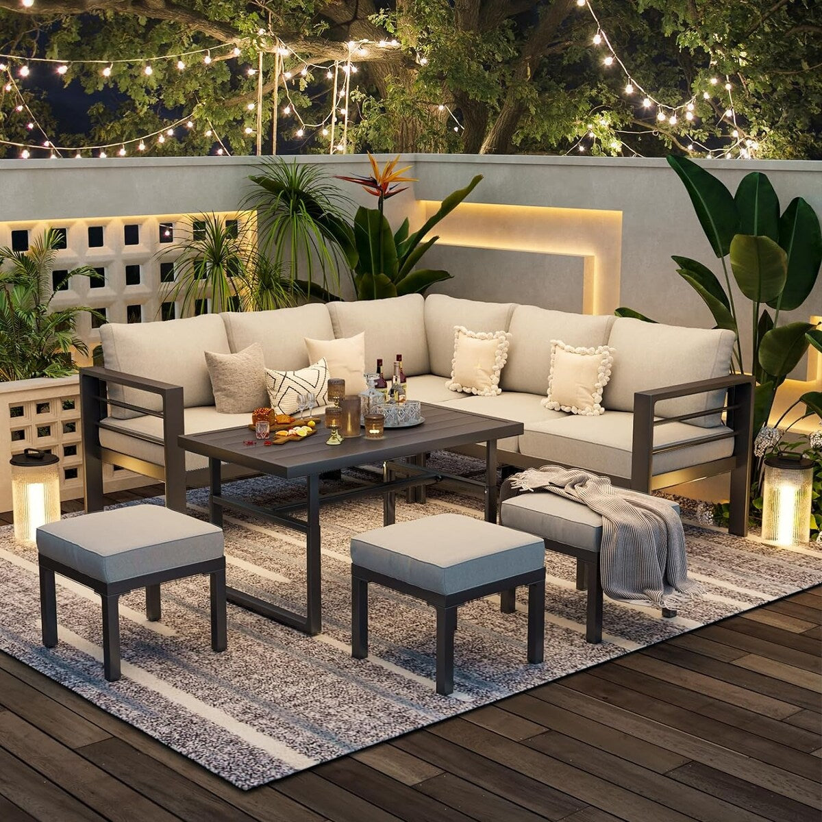 Ensemble de meubles de patio en aluminium AECOJOY, table et chaises de conversation d'extérieur