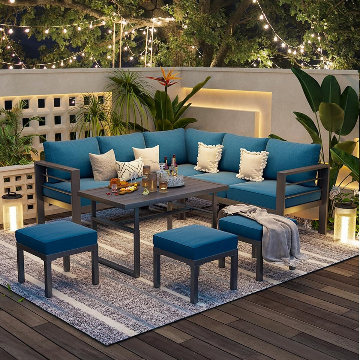 Ensemble de meubles de patio en aluminium AECOJOY, table et chaises de conversation d'extérieur