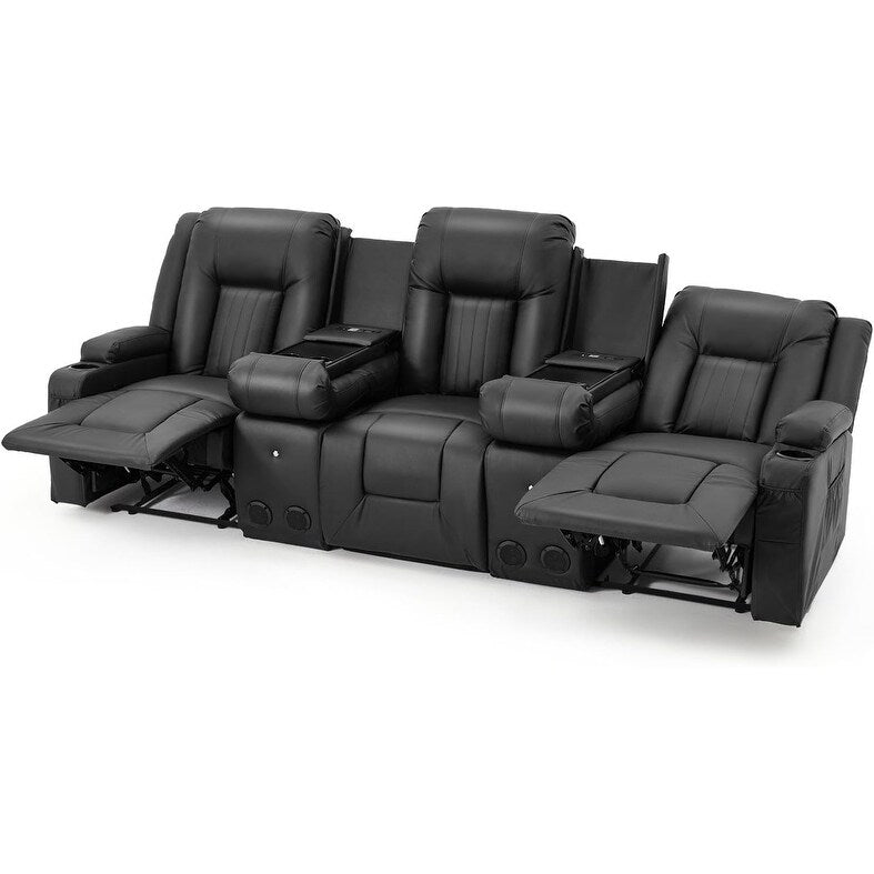 Canapé inclinable manuel AECOJOY pour camping-car, siège de cinéma maison en polyuréthane avec console
