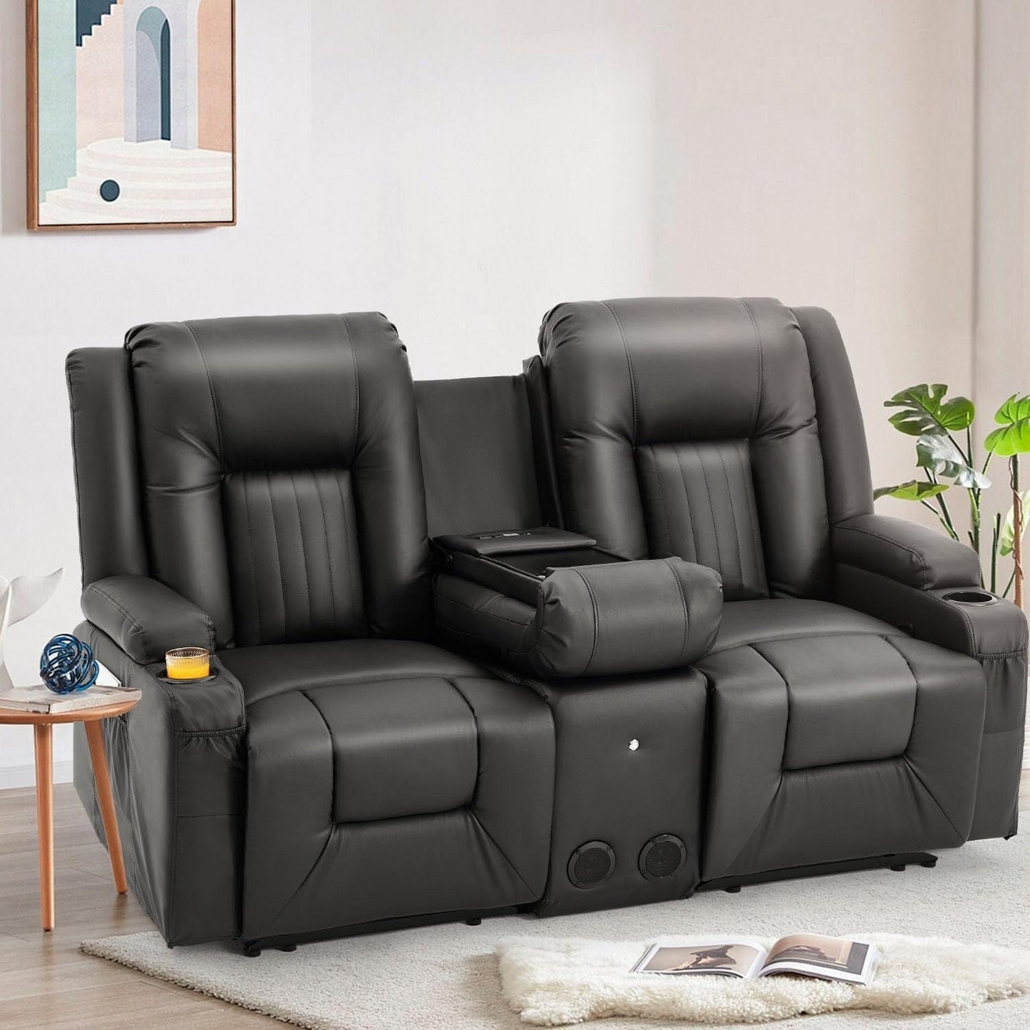 Canapé inclinable manuel AECOJOY pour camping-car, siège de cinéma maison en polyuréthane avec console