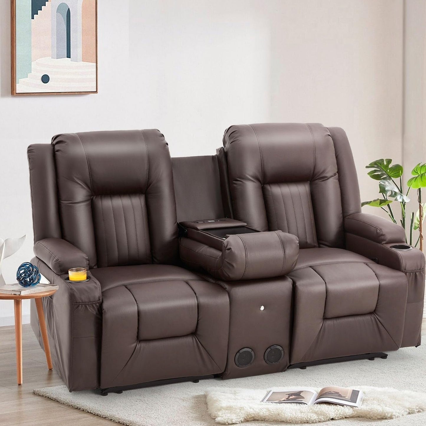 Canapé inclinable manuel AECOJOY pour camping-car, siège de cinéma maison en polyuréthane avec console