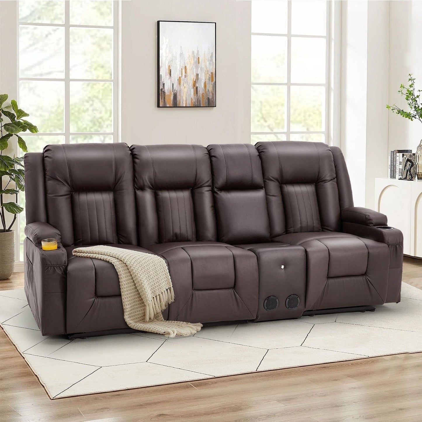 Canapé inclinable manuel AECOJOY pour camping-car, siège de cinéma maison en polyuréthane avec console