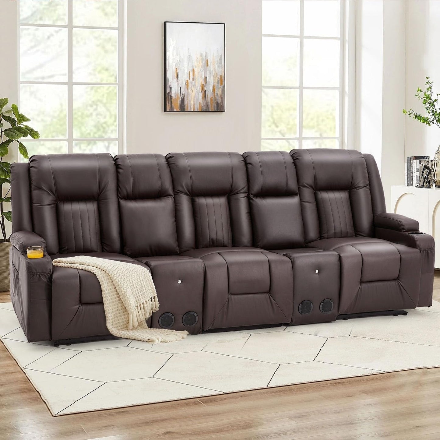 Canapé inclinable manuel AECOJOY pour camping-car, siège de cinéma maison en polyuréthane avec console