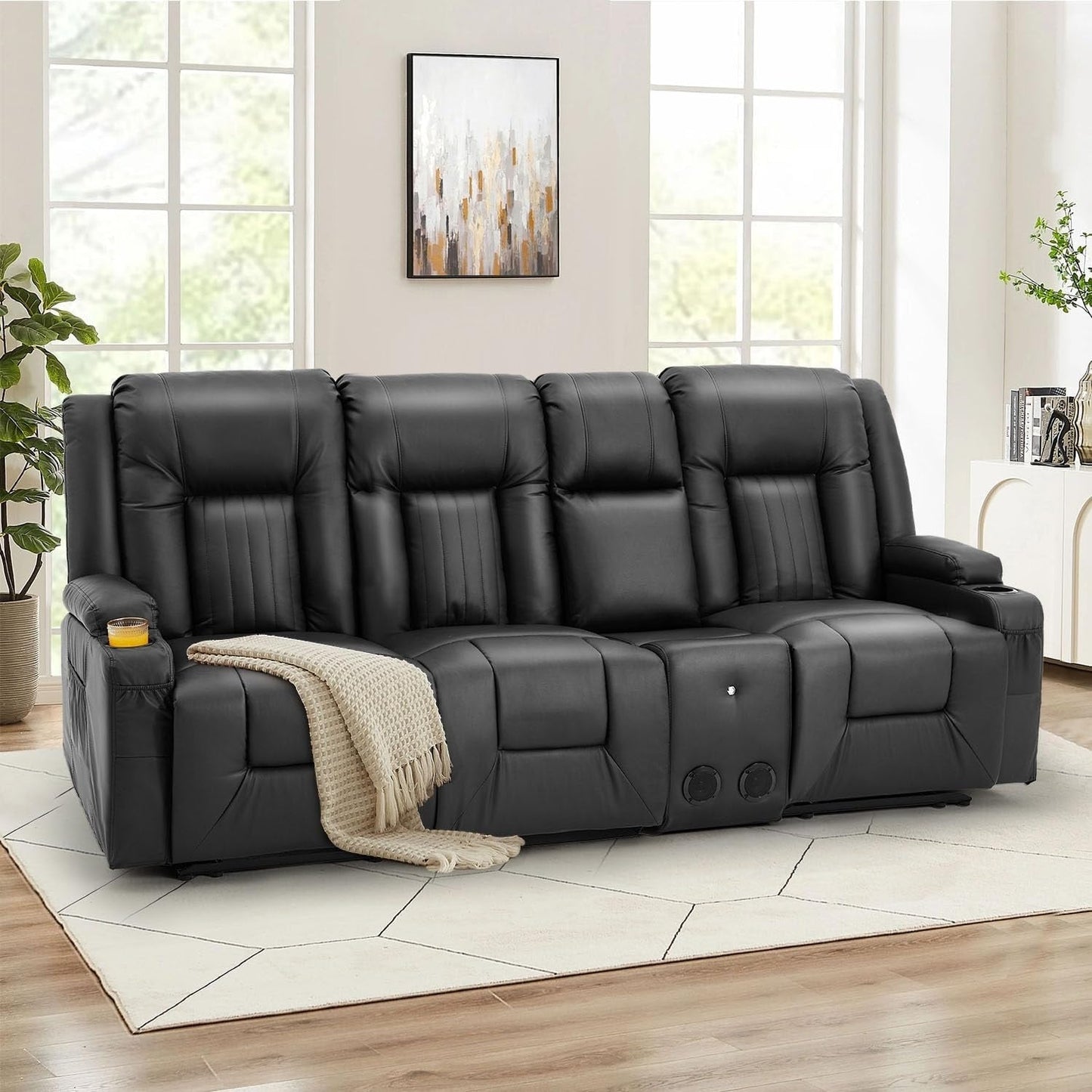 Canapé inclinable manuel AECOJOY pour camping-car, siège de cinéma maison en polyuréthane avec console