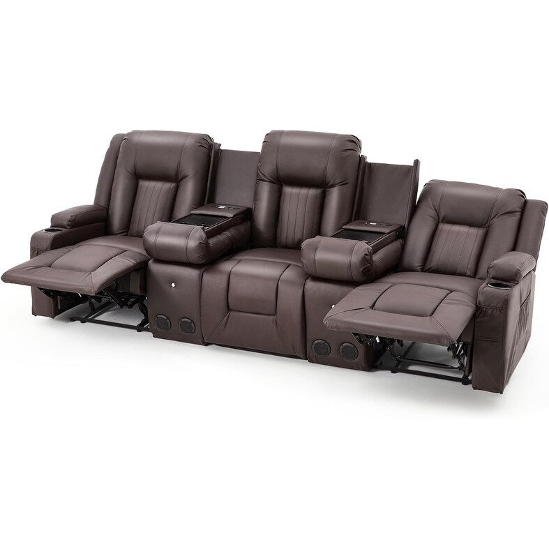 Canapé inclinable manuel AECOJOY pour camping-car, siège de cinéma maison en polyuréthane avec console
