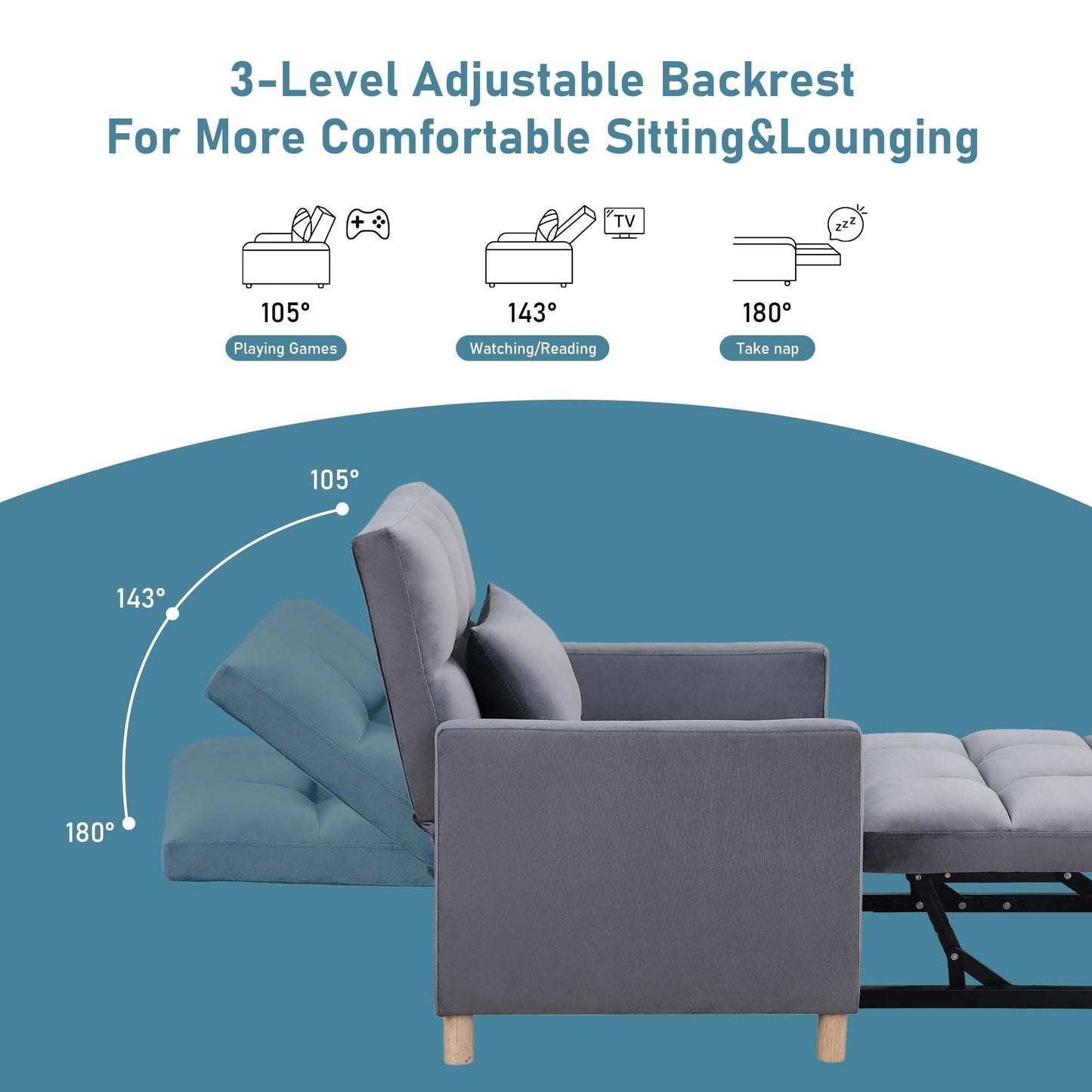 Fauteuil-lit convertible Aukfa avec oreiller