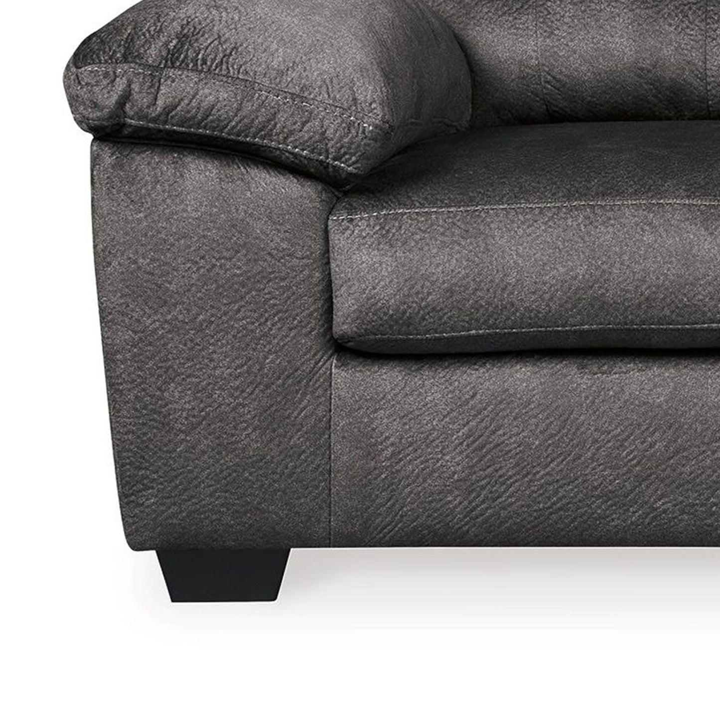 Canapé Acai, coussins capitonnés, accoudoirs coussinés, polyester gris, 94 pouces
