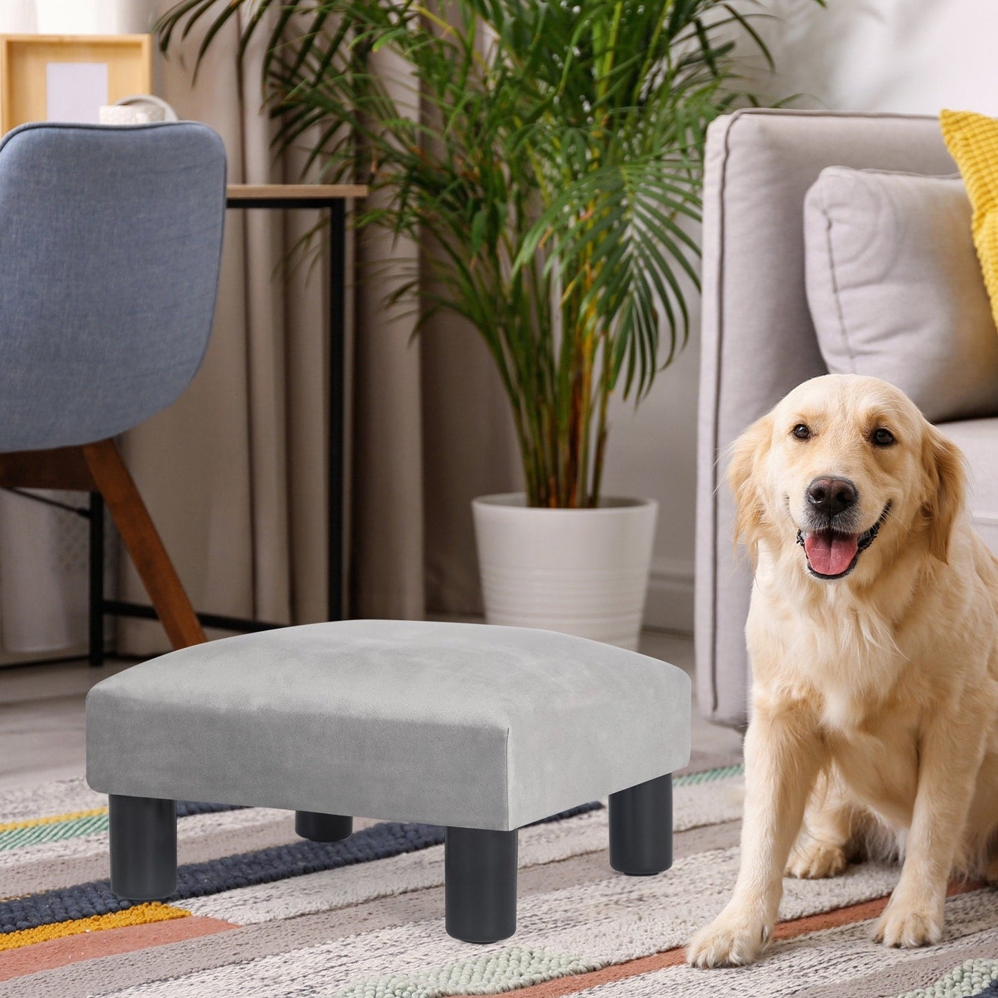 Tabouret d'escalier pour chien Adeco Ottoman rembourré en tissu
