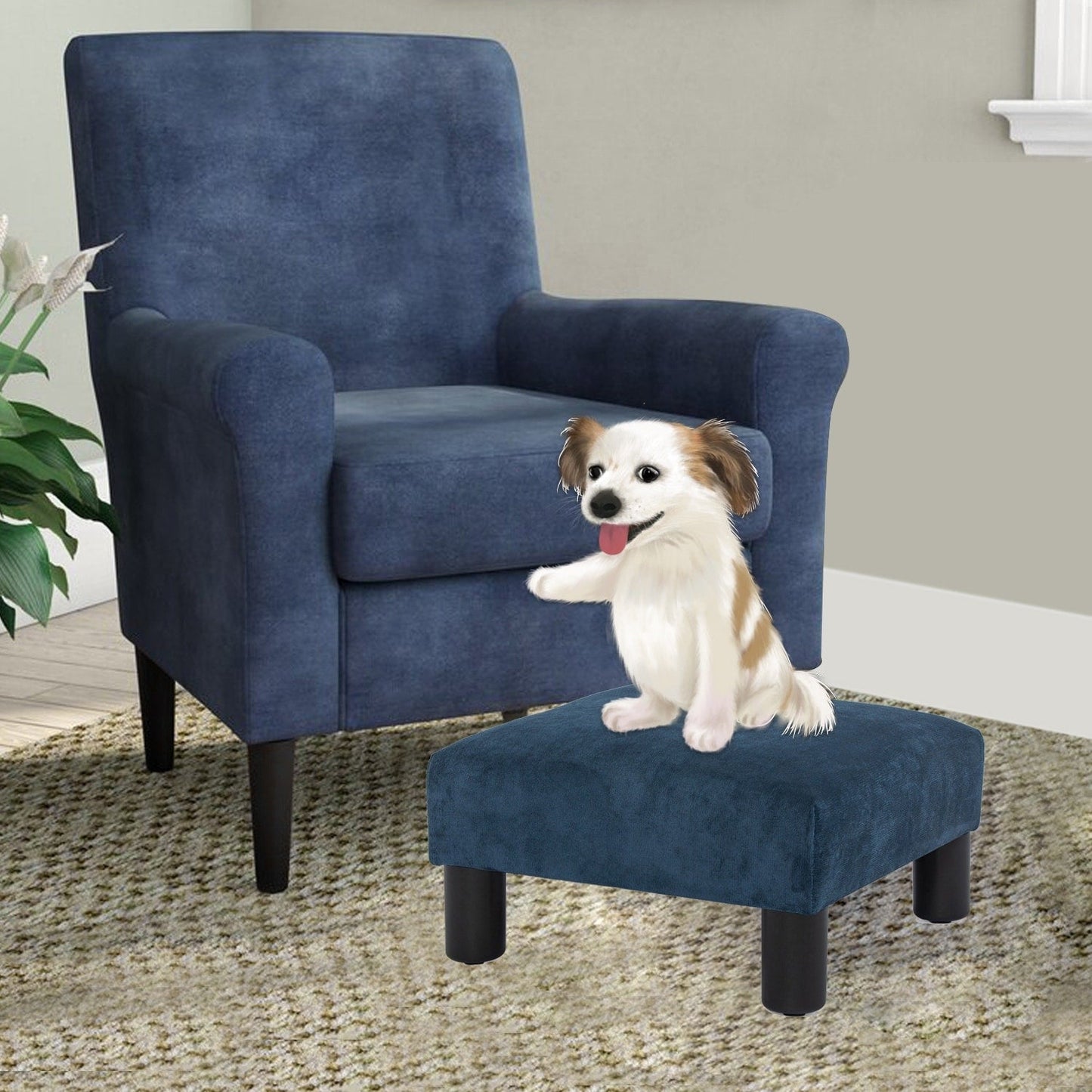 Tabouret d'escalier pour chien Adeco Ottoman rembourré en tissu