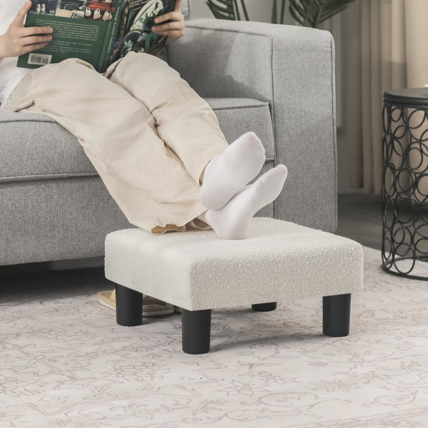 Tabouret d'escalier pour chien Adeco Ottoman rembourré en tissu