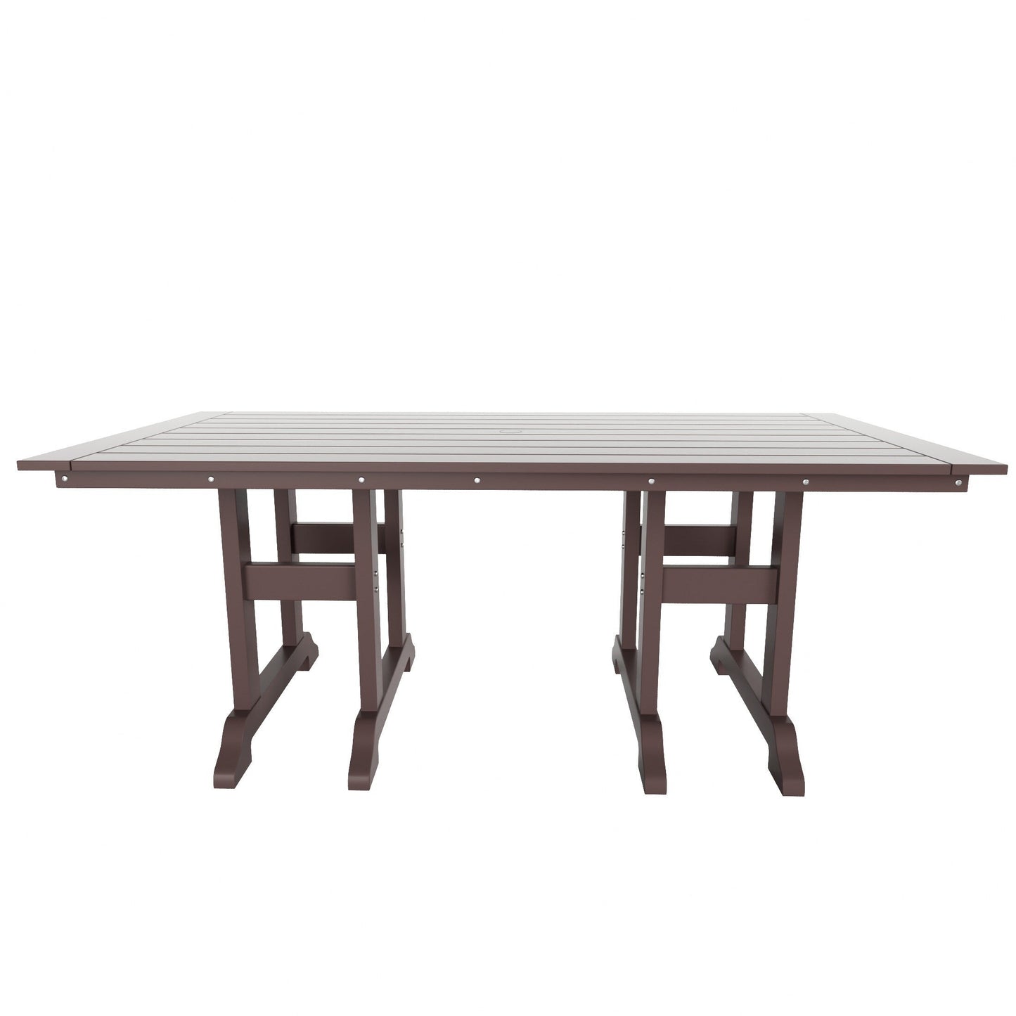 Chaises de salle à manger rectangulaires Adirondack Polytrends Laguna en PEHD, toutes saisons, avec table (ensemble de 7 pièces)